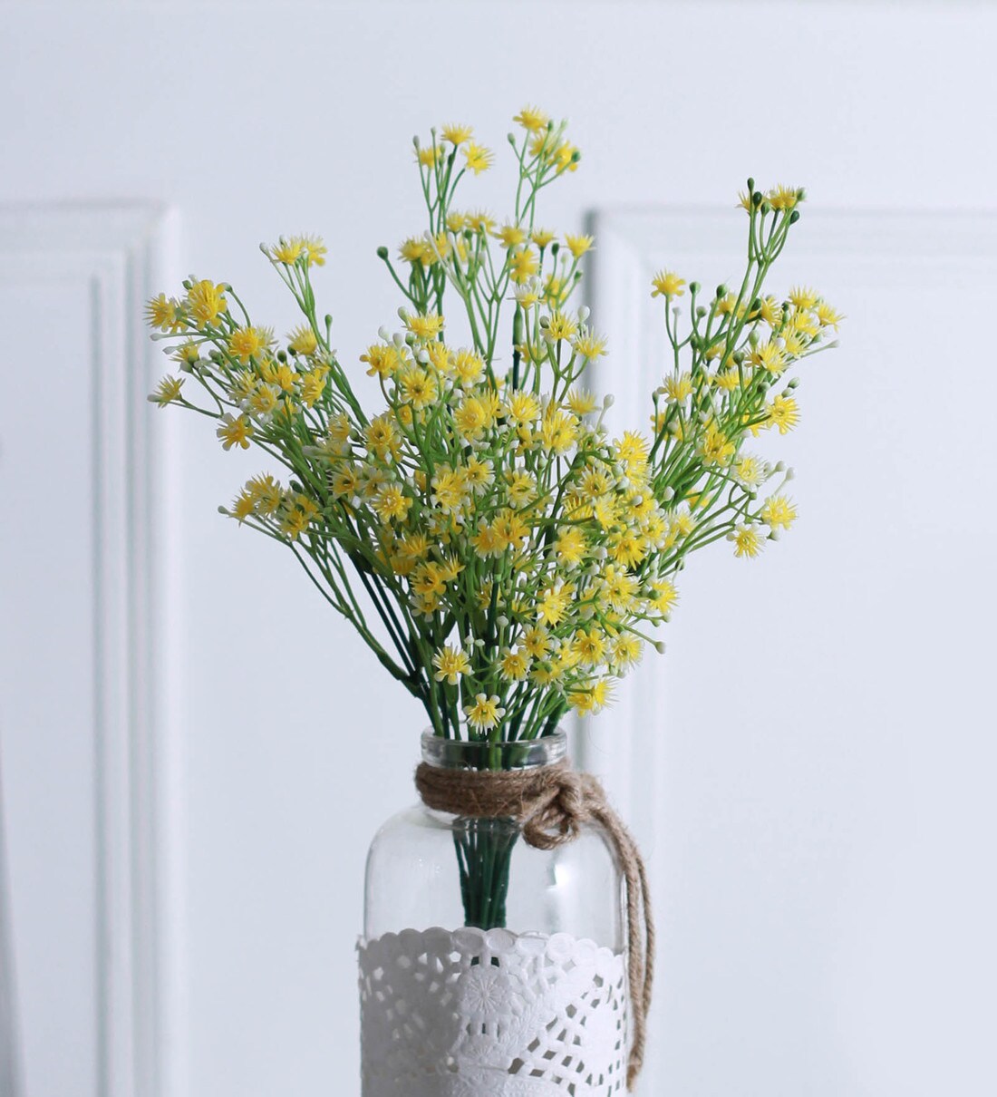 Buy Yellow Plastic Artificial Gypso Flower by Fourwalls Set of 3 at