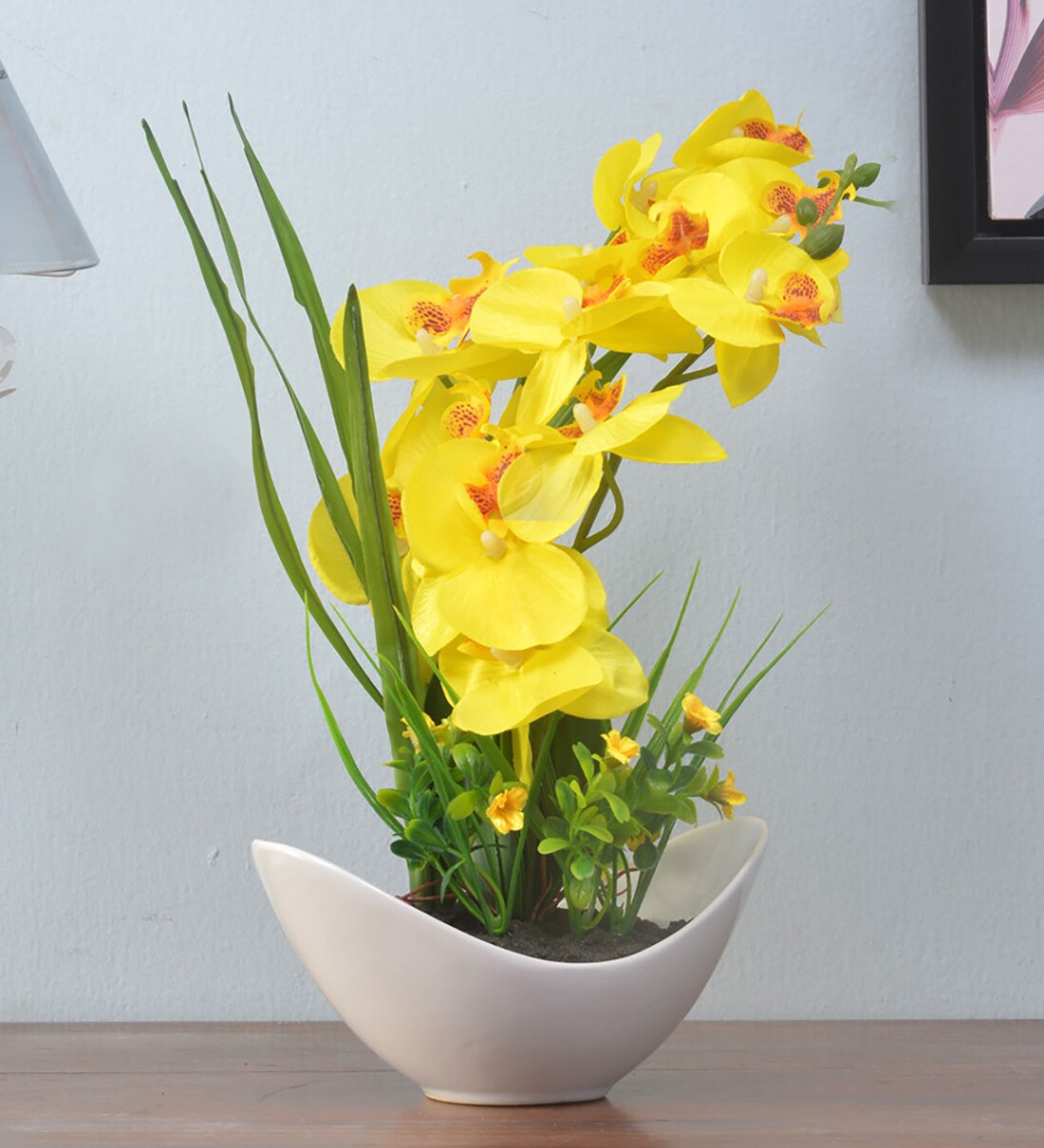 Buy Yellow Plastic With Pot Artificial Plant by home Online Artificial Flowers Artificial