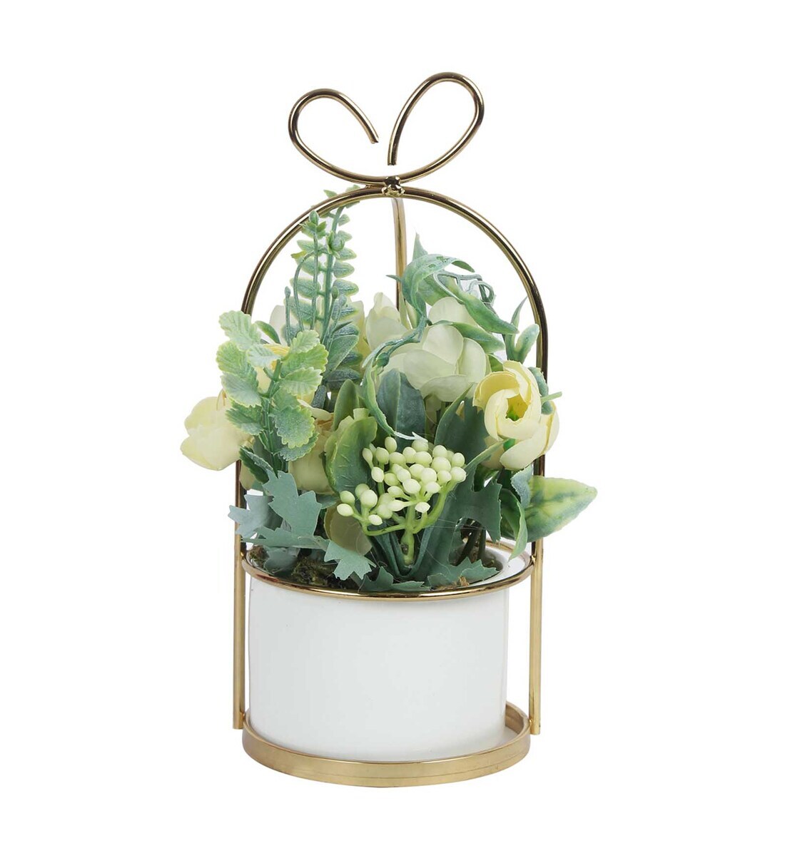Buy Yellow Polyester Artificial Plant With Pot by Tayhaa Online
