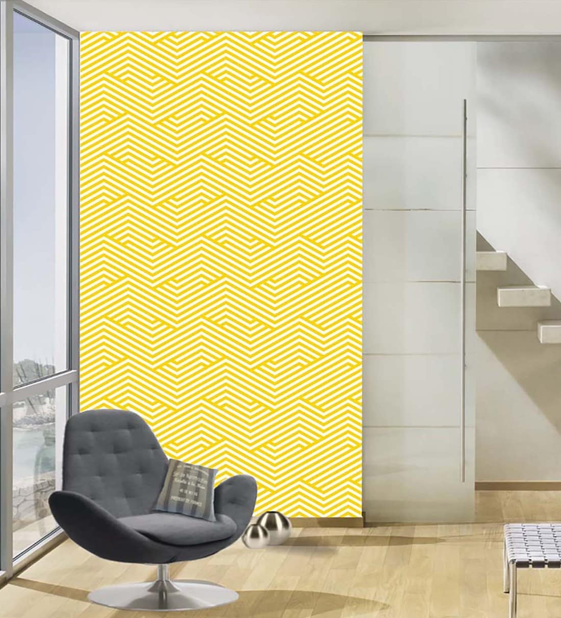 Buy Yellow Printed Peel & Stick Self Adhesive Waterproof Wallpaper by
