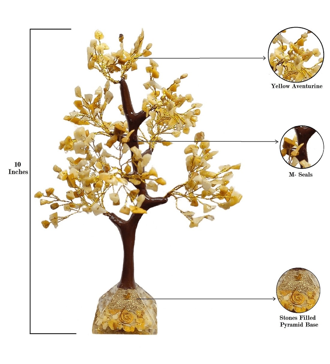 Buy Yellow Quartz Stone Fortune Crystal Tree Showpiece by Muren Online