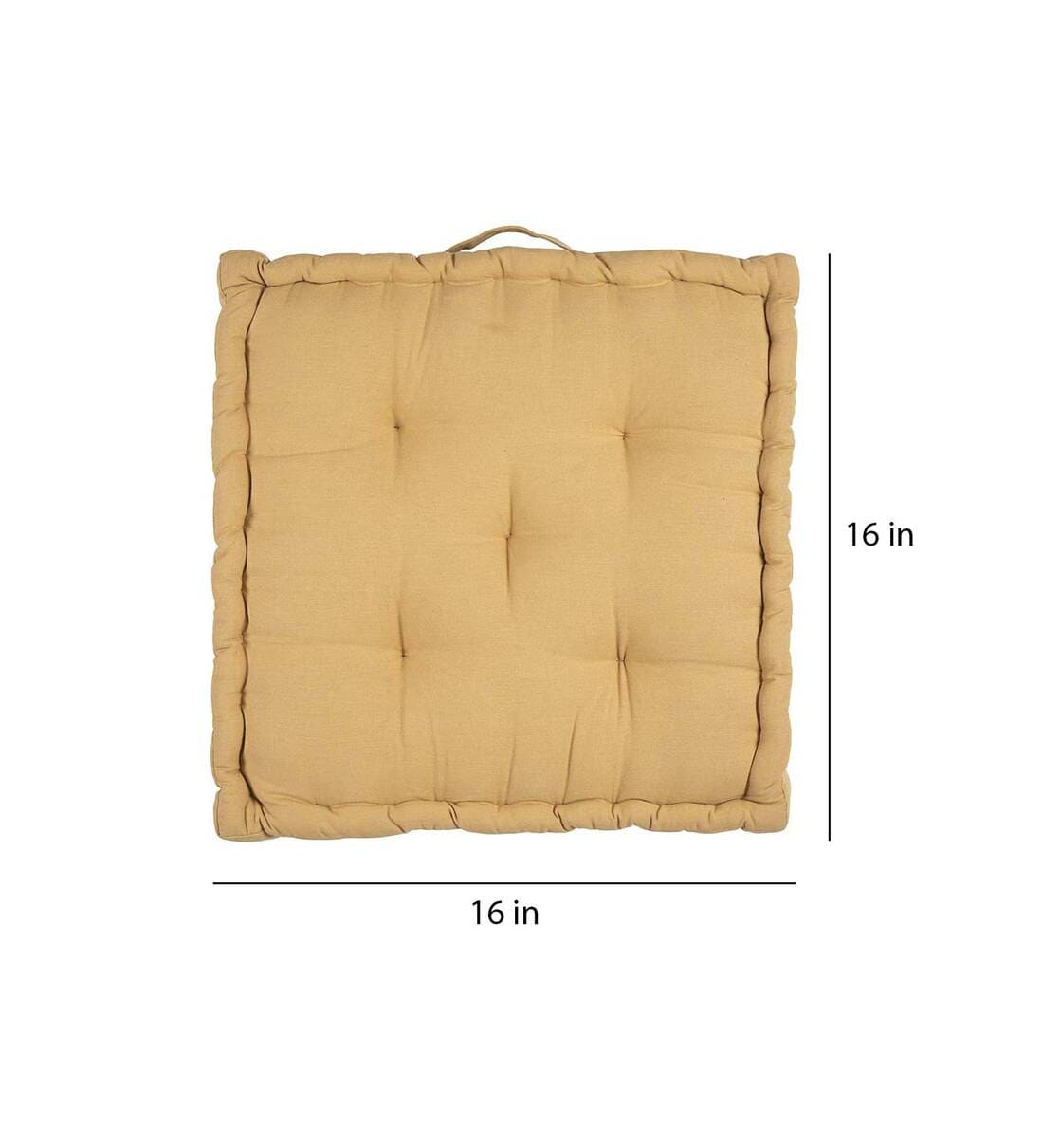 Buy Yellow Solid 100 Cotton 16X16 Floor Cushion By Blanc 9 Online