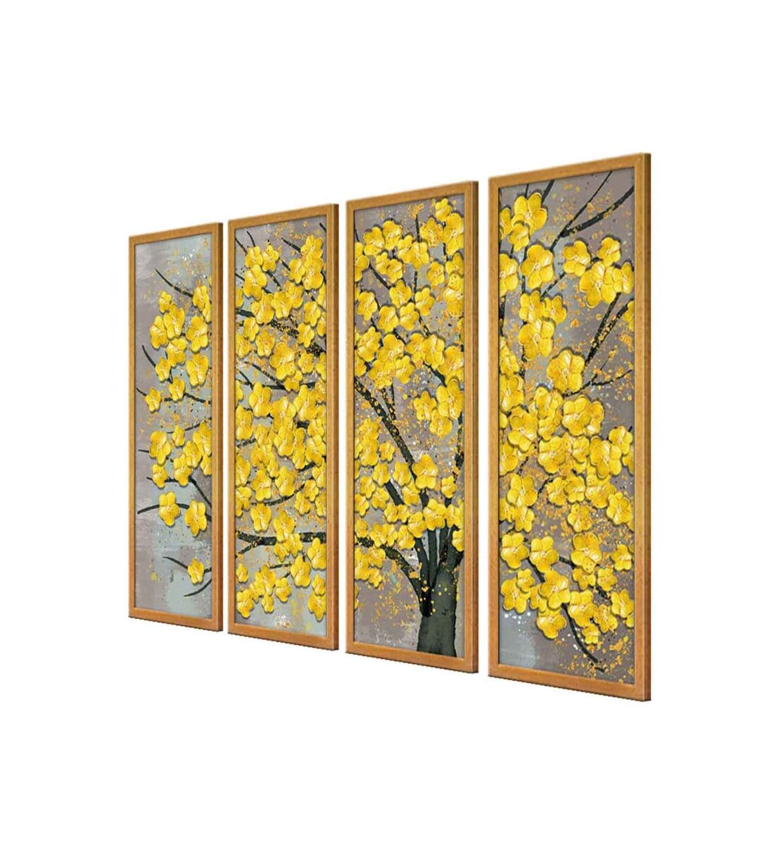 Buy Yellow Tree Multicolour Canvas Framed Landscape Art Panel Set of 4