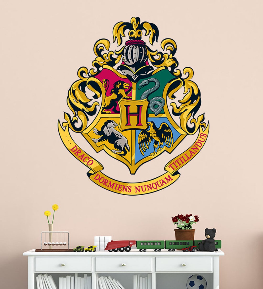 Buy Yellow Vinyl Warner Bros Hogwarts School Logo Matte Finish Wall ...