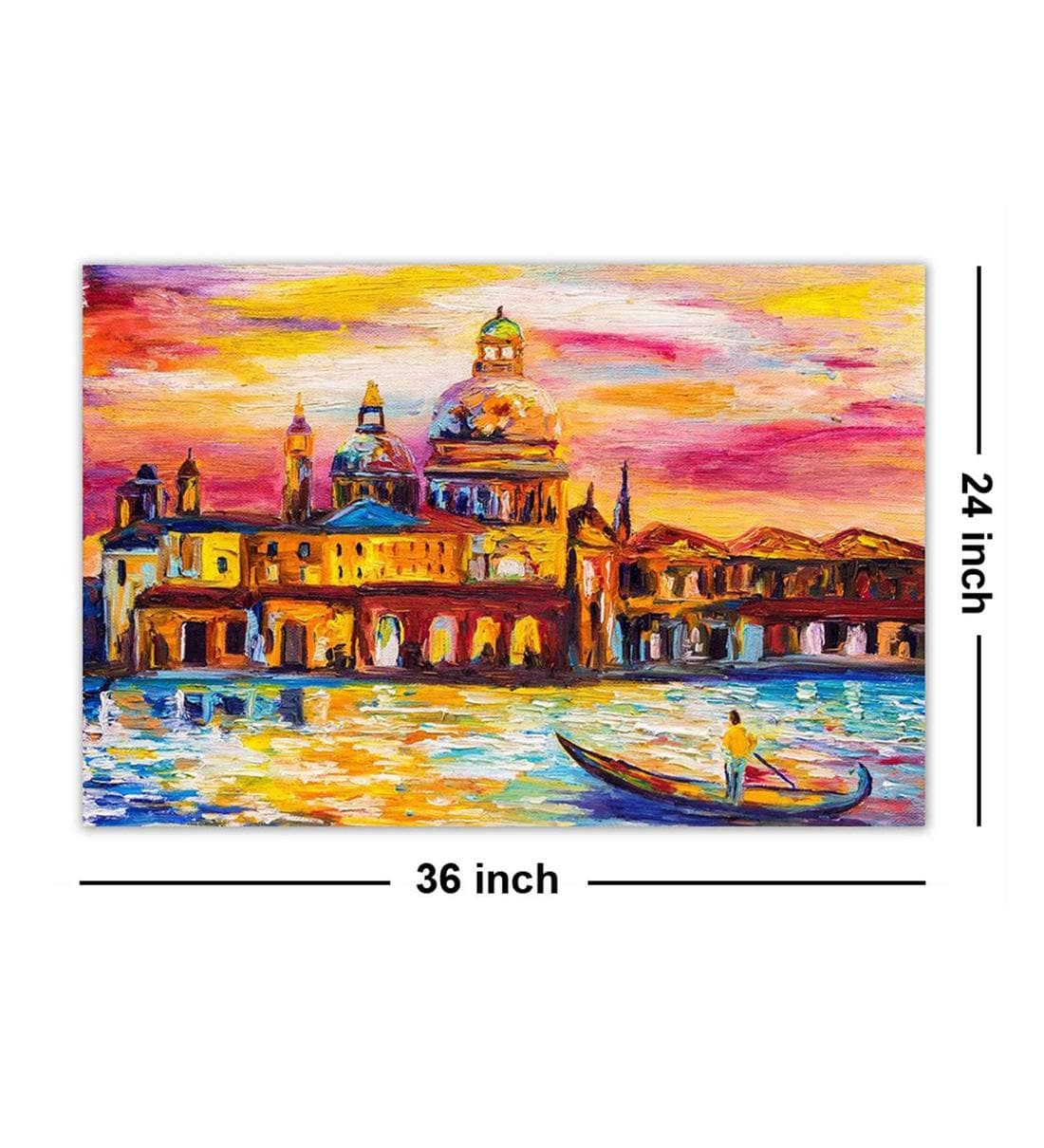 Buy Yellow Wooden Framed Printed Venice Italy Canvas Art Print by