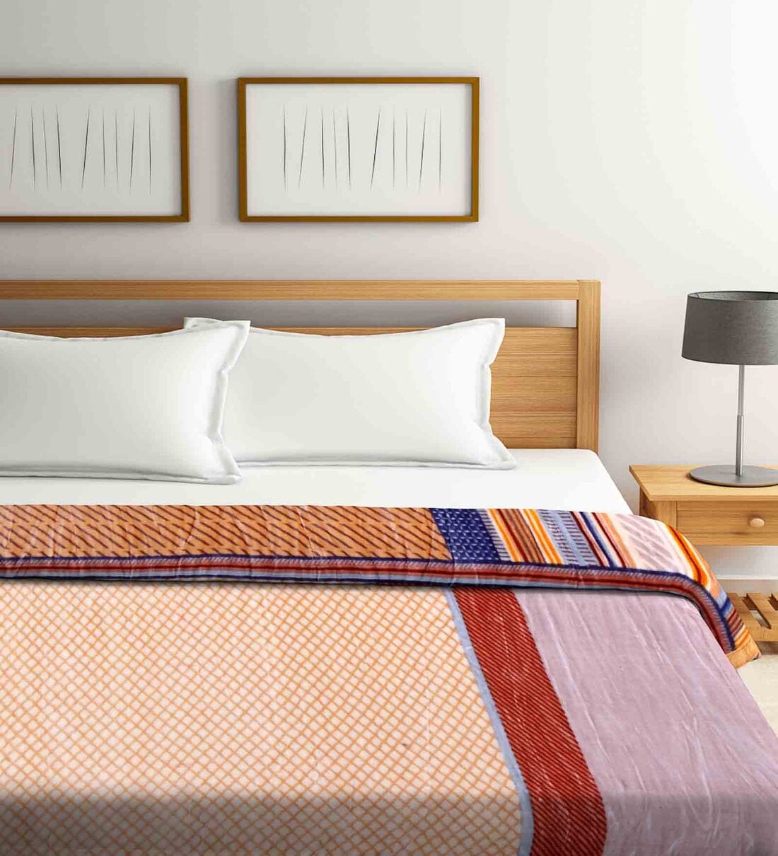 Buy Yellow Wool Striped 850 GSM Double Bed Blanket by Klotthe Online Double Bed Blankets