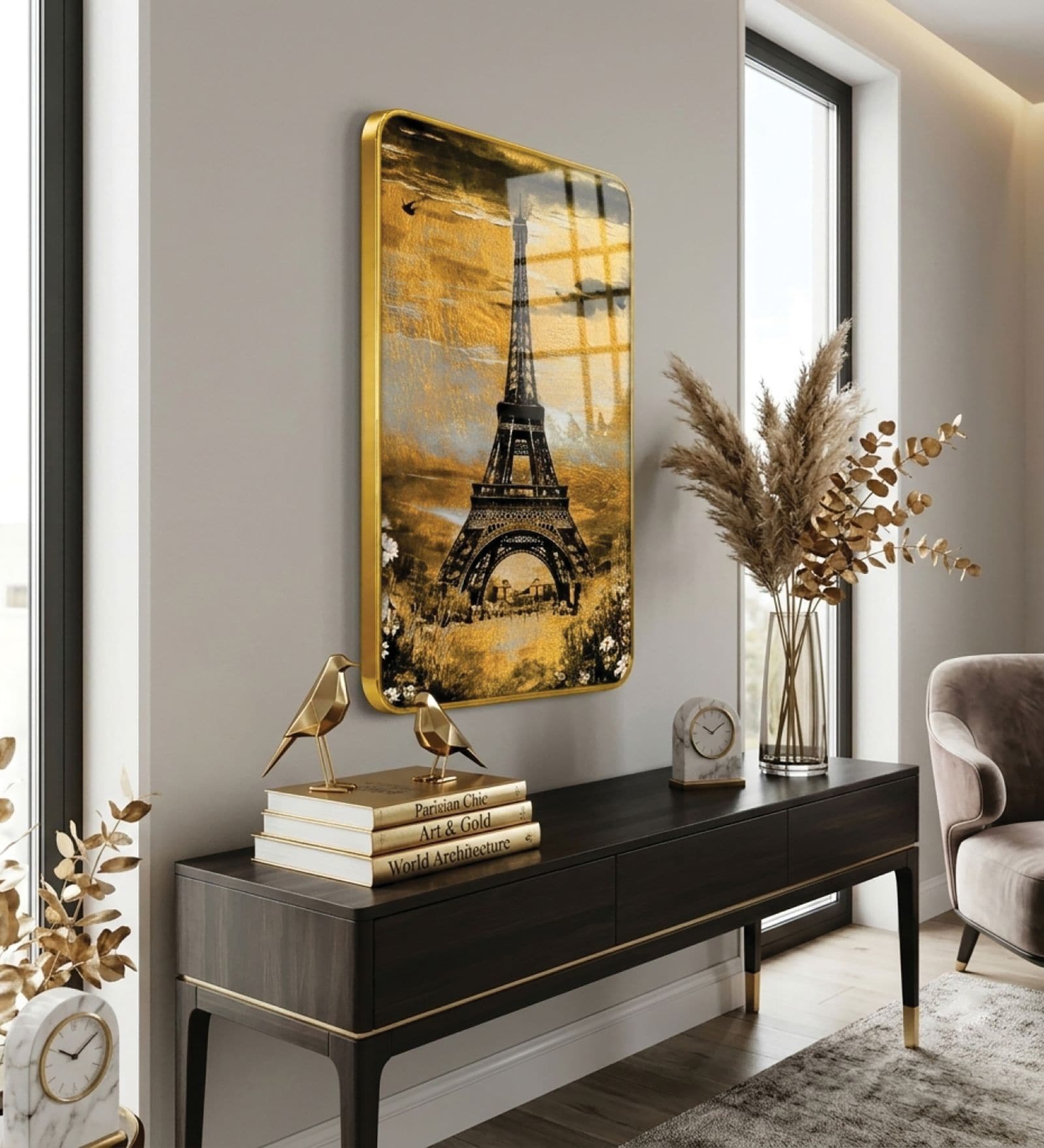 Yellow & Gold Abstract Rectangular Wall Art 12 x 18 Inch