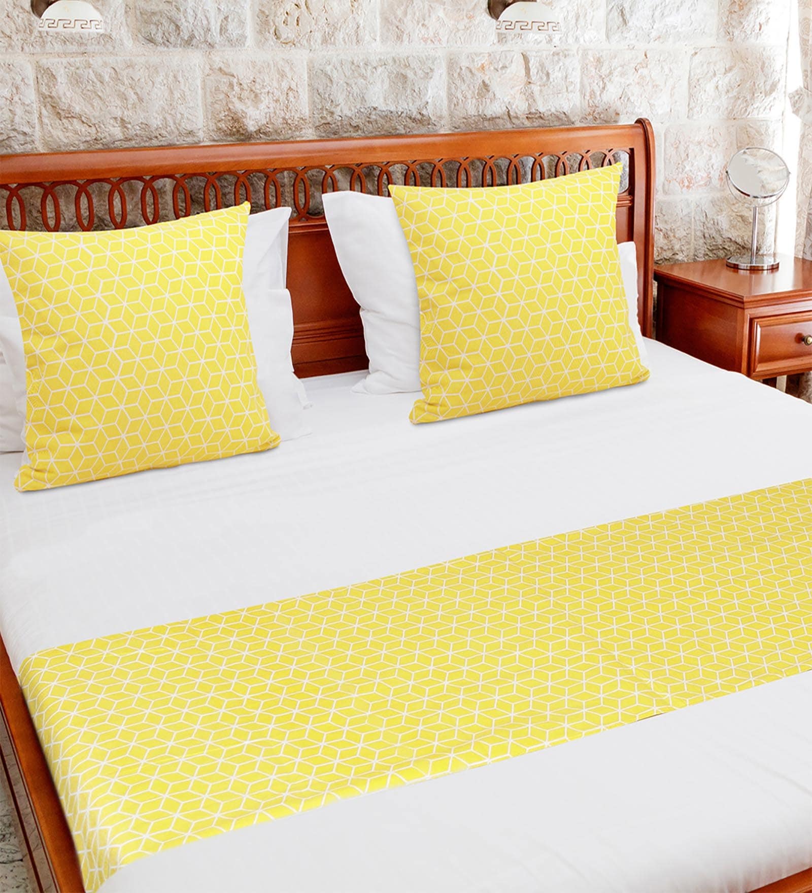 100% Cotton Bed Runner with 2 Cushion Covers