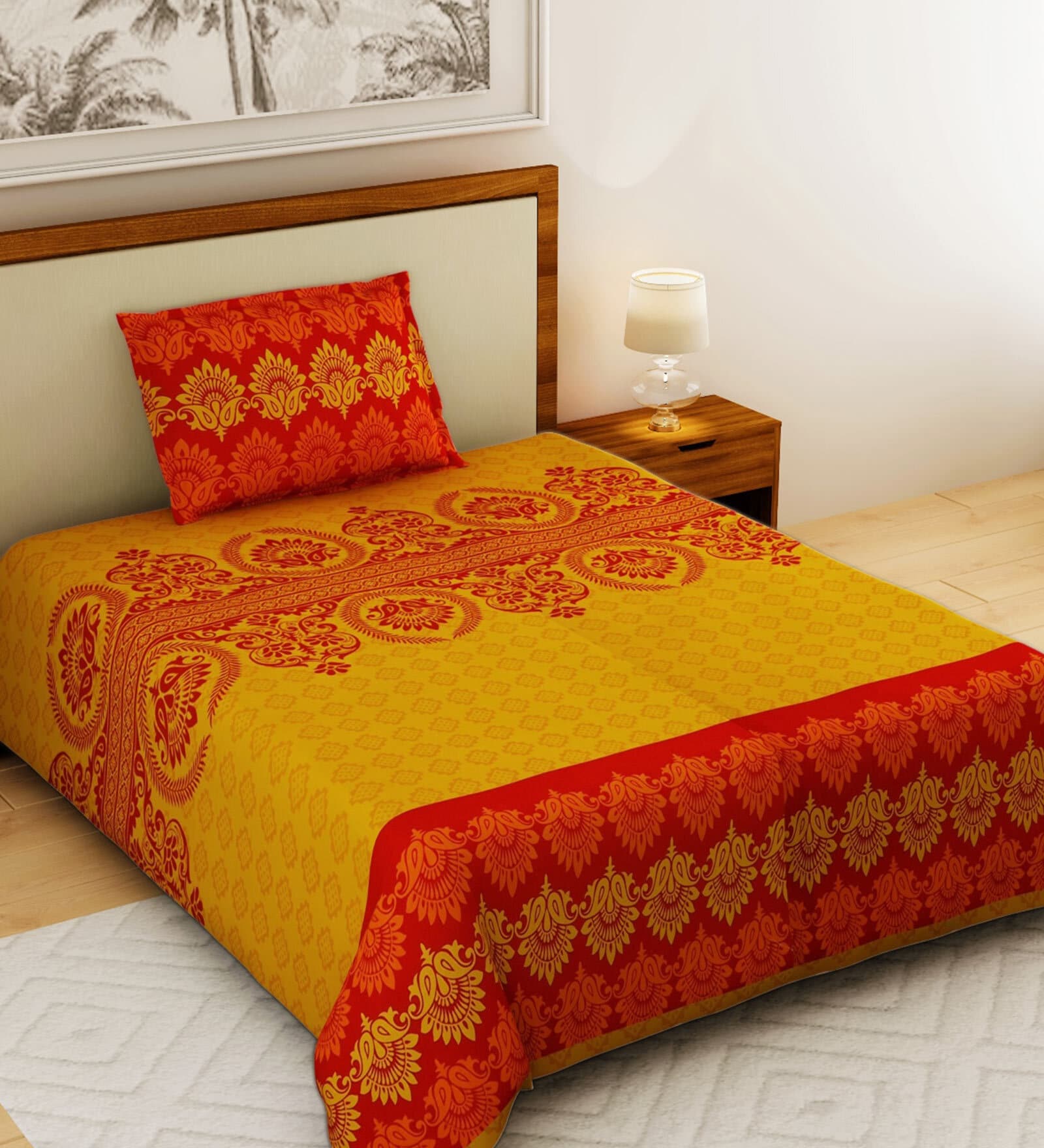 buy-yellow-traditional-120-tc-cotton-single-bed-sized-bed-sheets-with-1