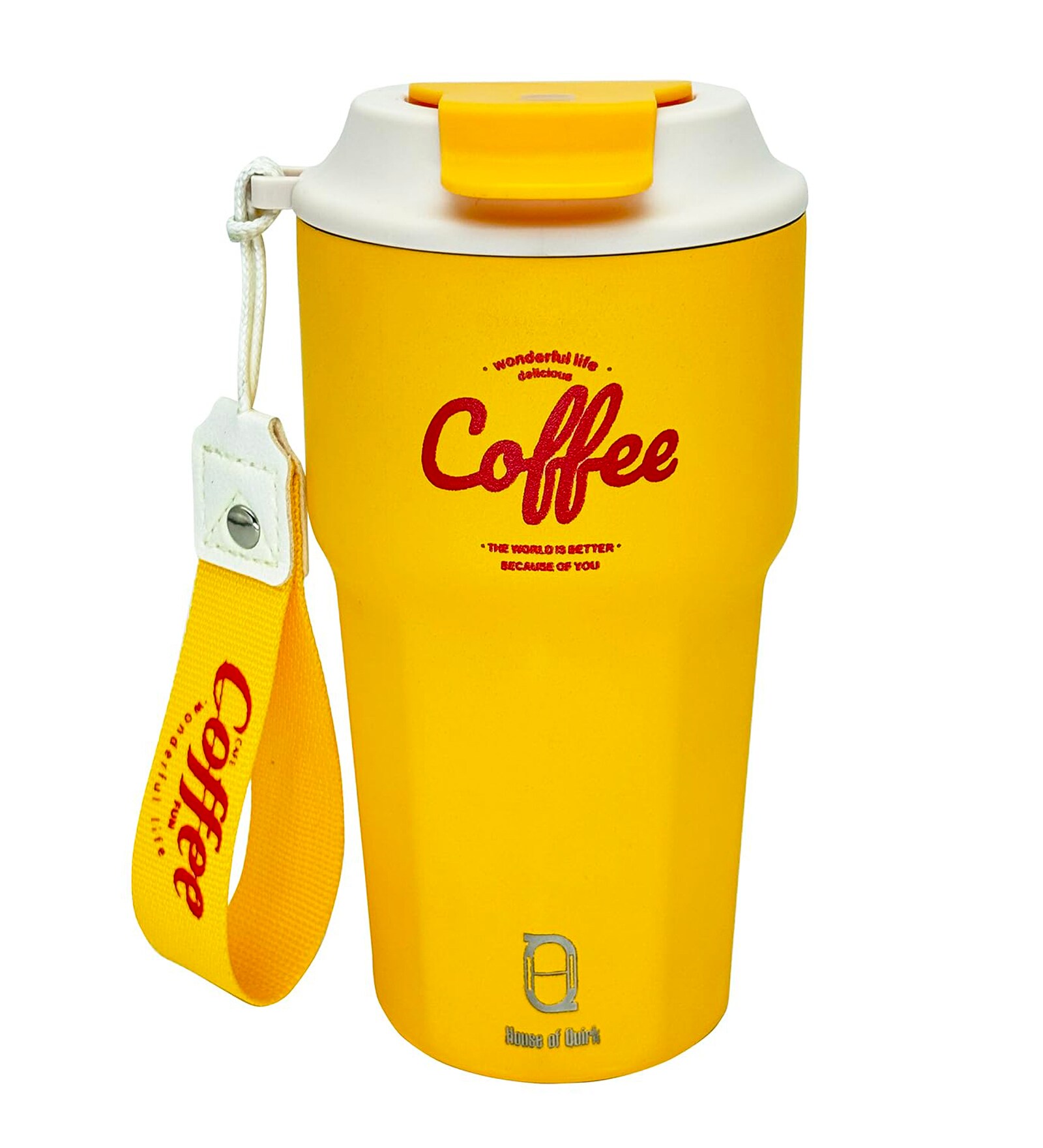 Yellow 420ml Stainless Steel Double Vacuum Insulated Leak Proof Coffee Tumbler with Lid