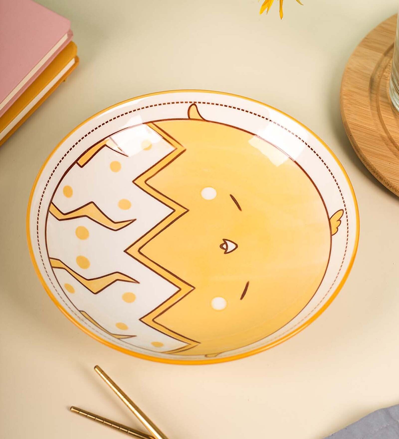 Yellow 600Ml Ceramic Kid Plate