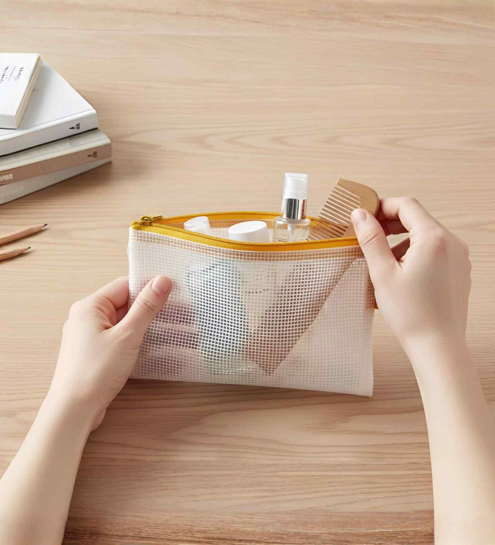 Yellow Accessory ZiPolypropyleneer Pouch Travel Cosmetic Bag Multipurpose Organizer