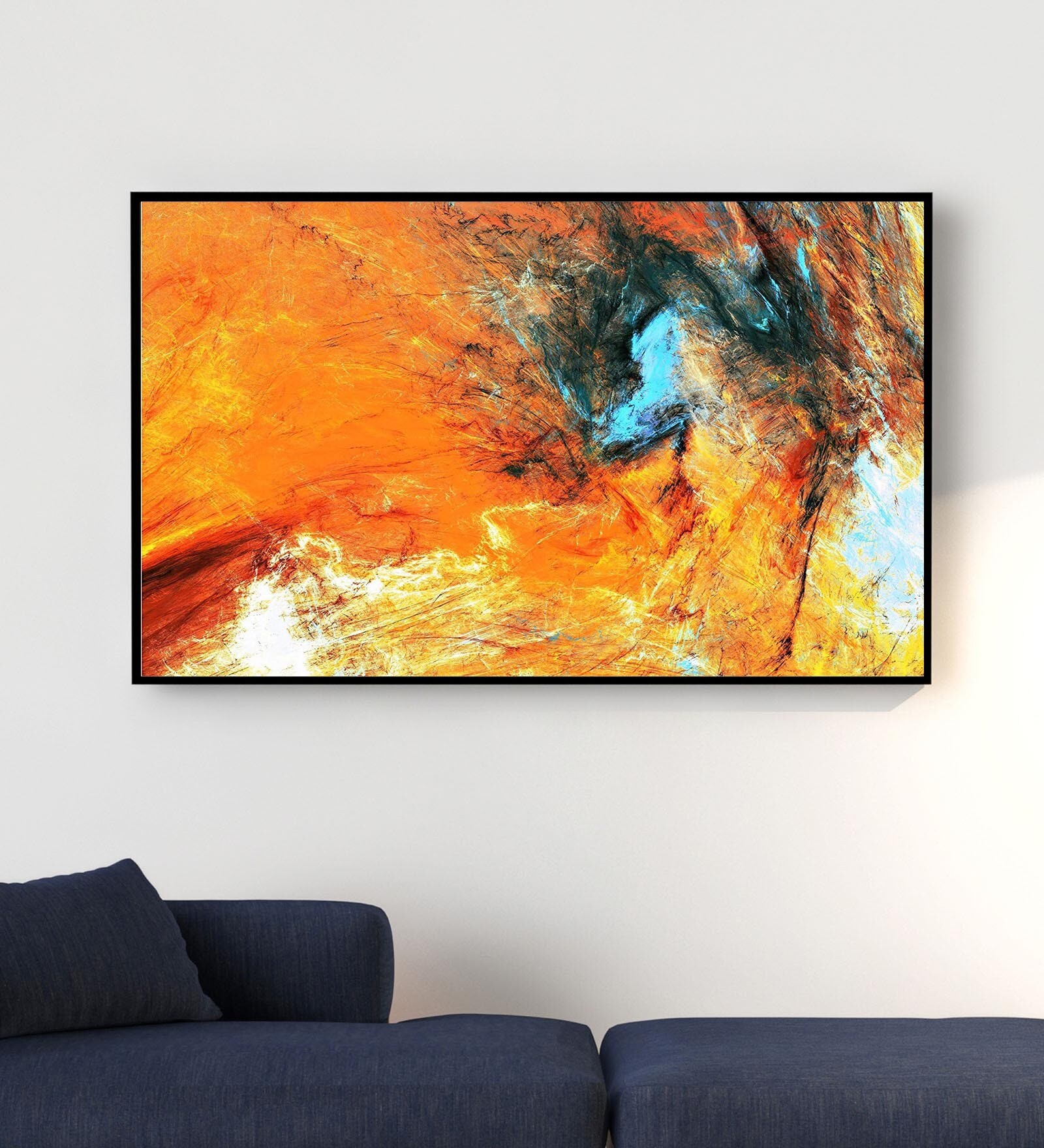 Yellow Canvas Fractal Sunshine Digitally Printed Art Print without Frame