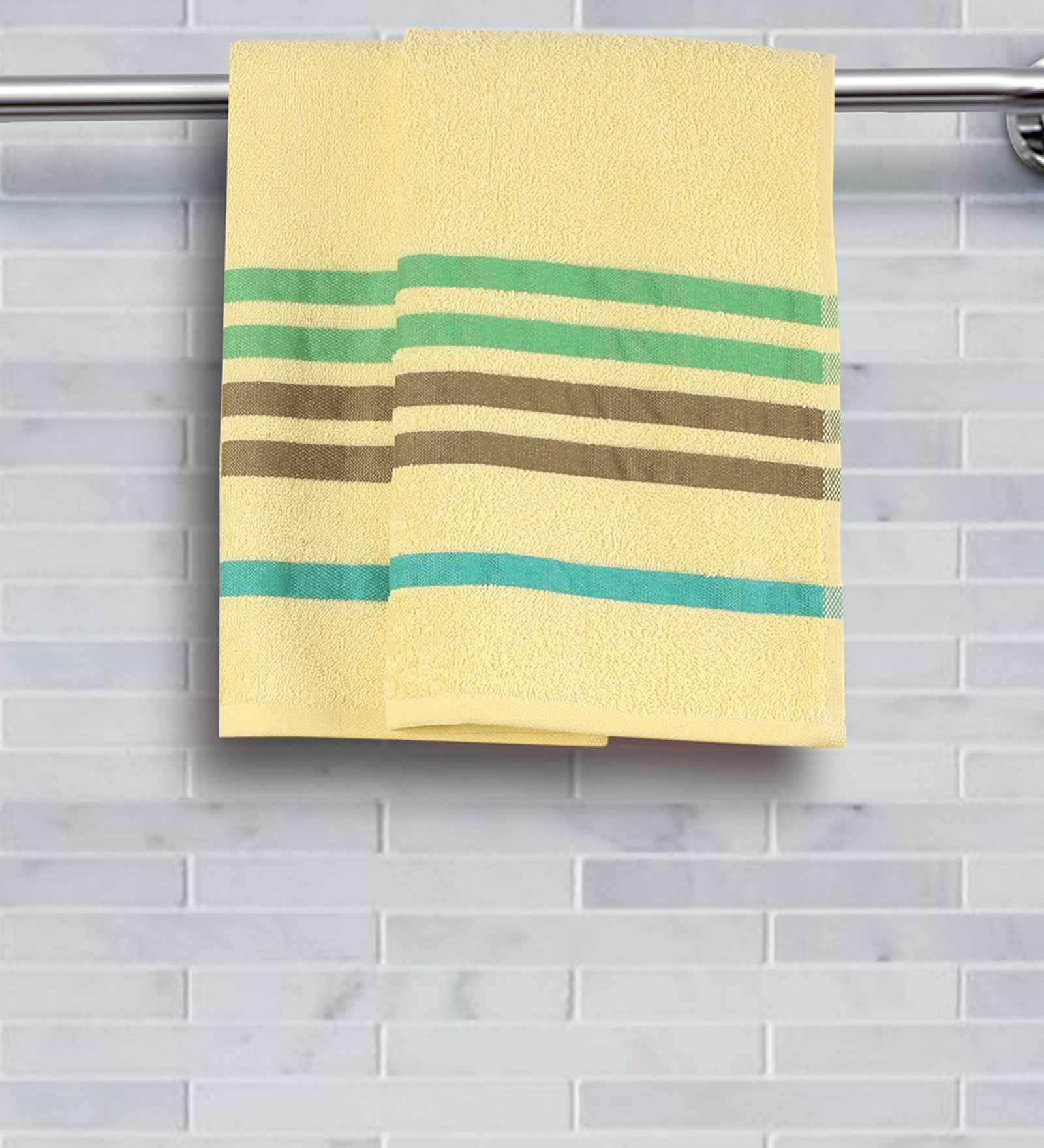 Buy Yellow Patterned 450 GSM Cotton Hand Towels (Set of 2) at 45 OFF