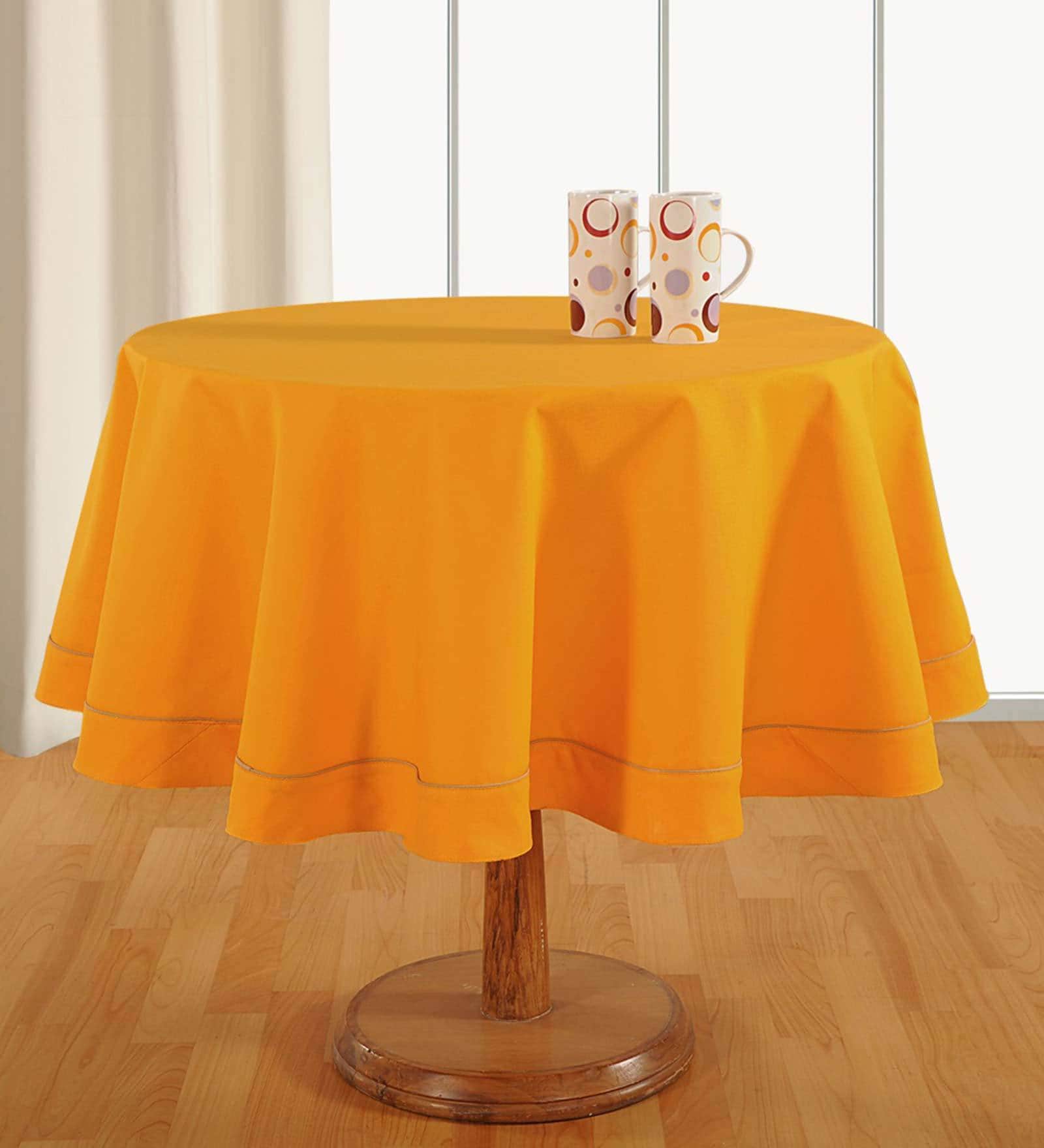 Solid (59x59) Yellow Cotton Table Cloth