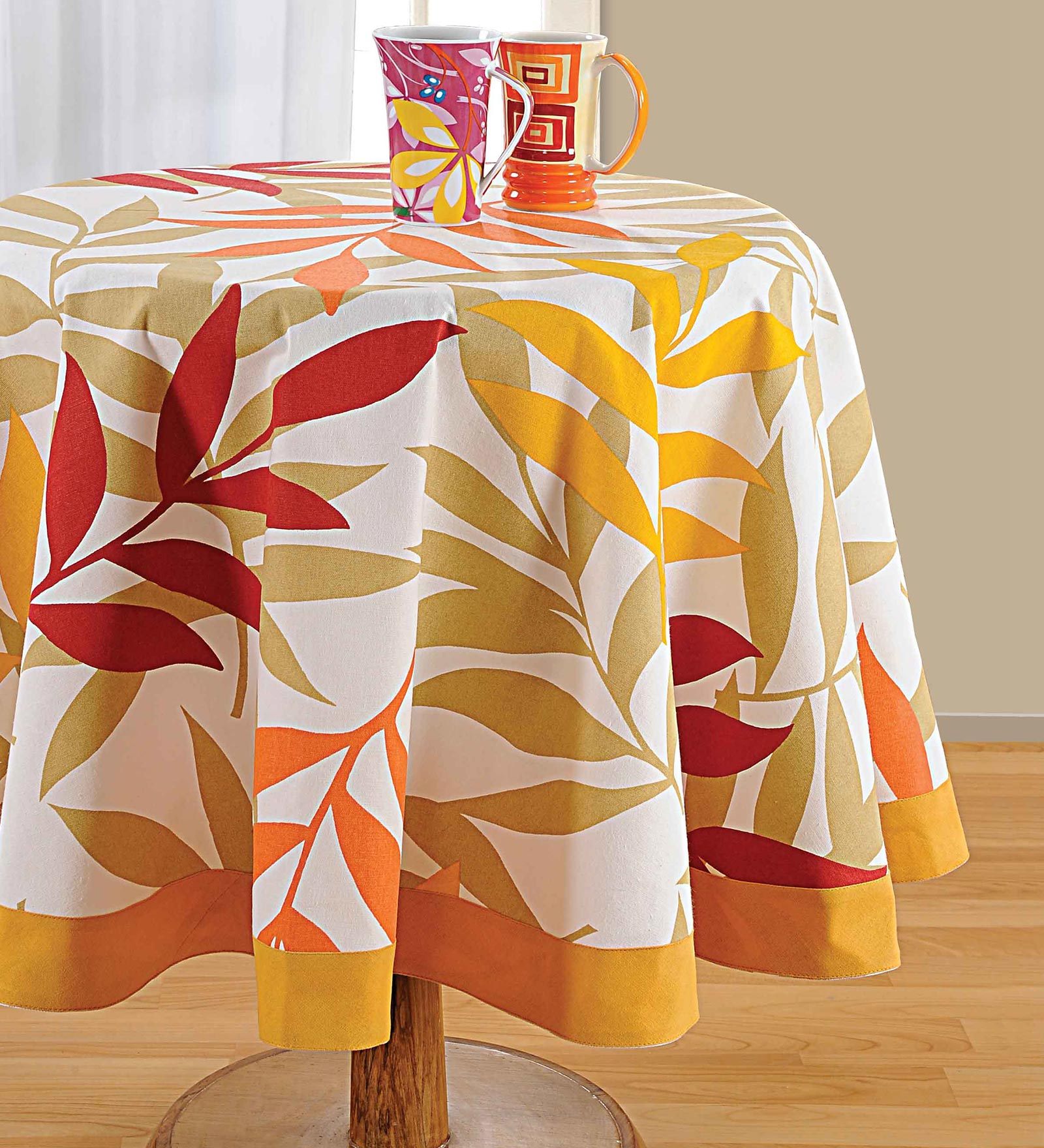 Ivy (59x59) Yellow & White Cotton Table Cloth
