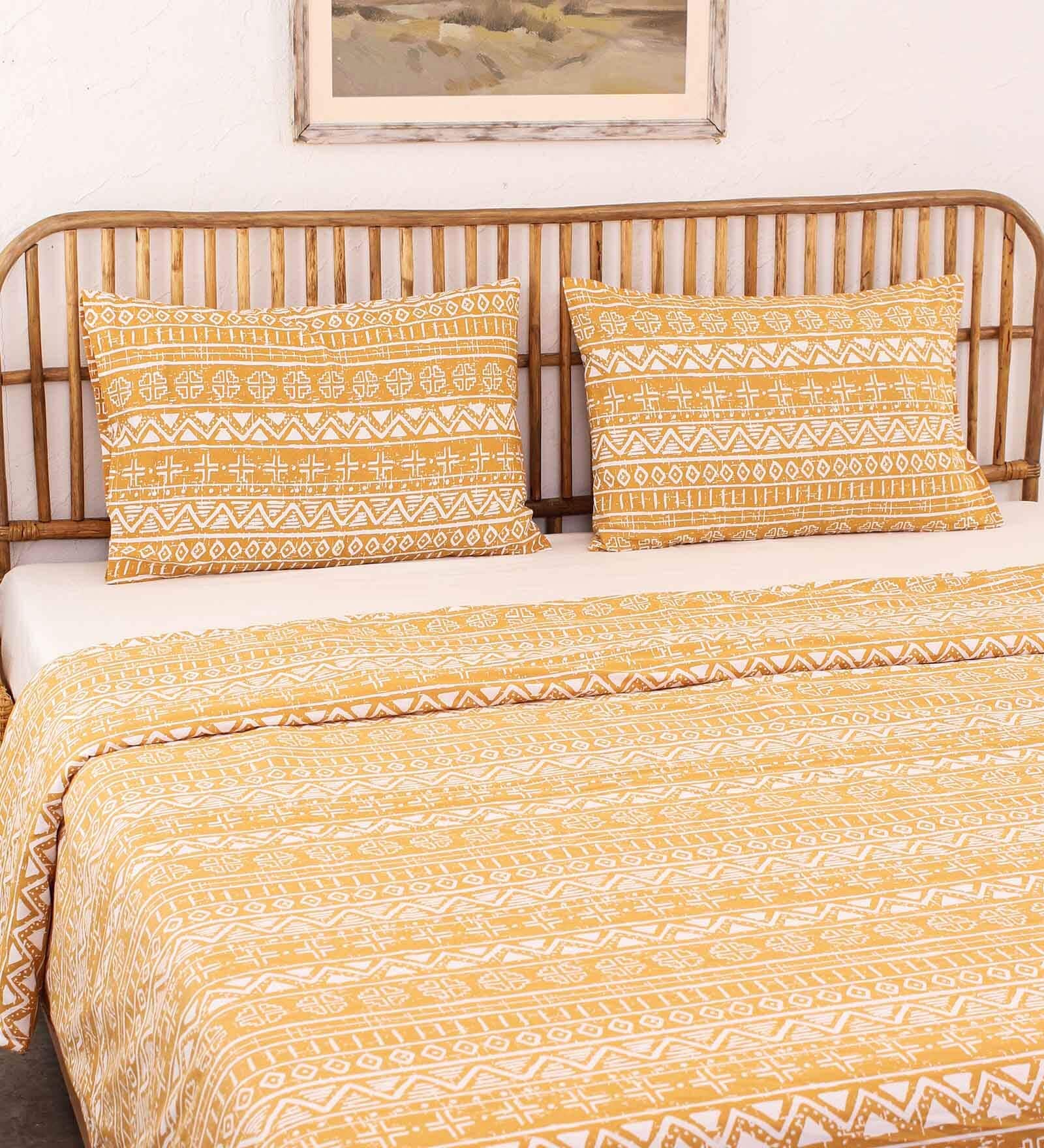 Yellow Traditional Abstract 180 GSM Single Bed Dohar