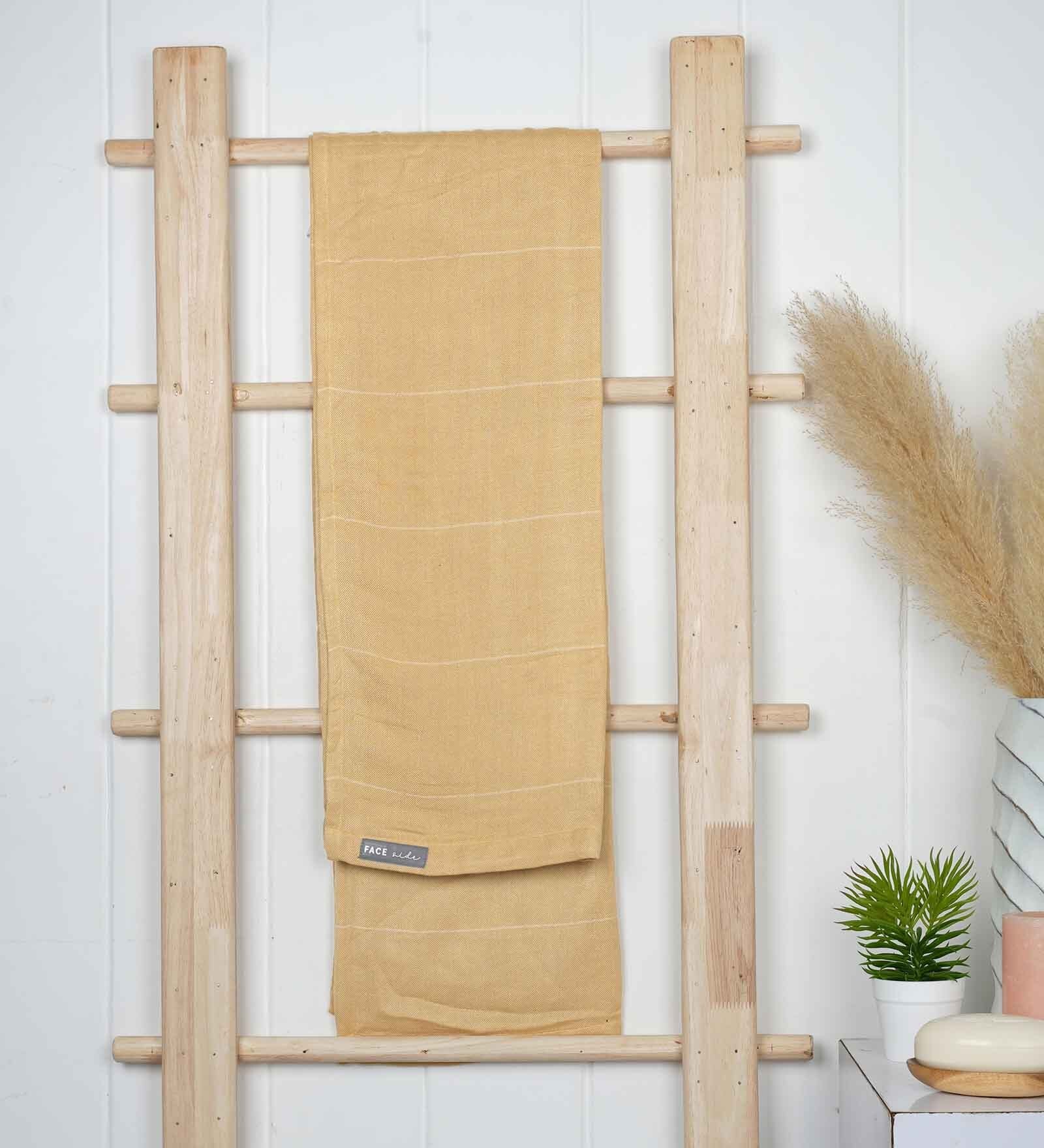 Yellow Aloevera Double Cloth Striped 300 GSM Bath Towel