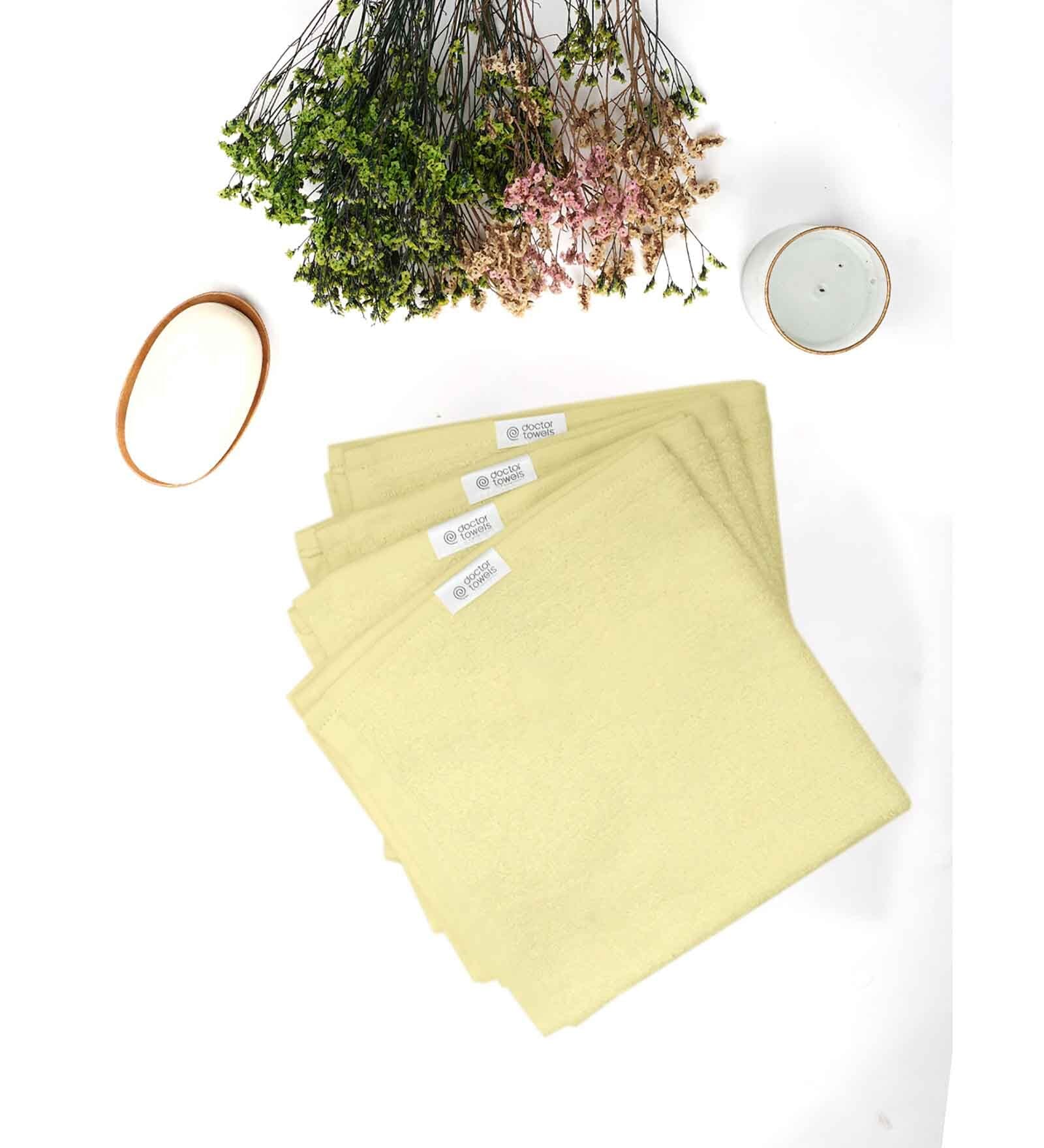 Yellow Bamboo Terry Solid 550 GSM Face towels (4 Pcs)