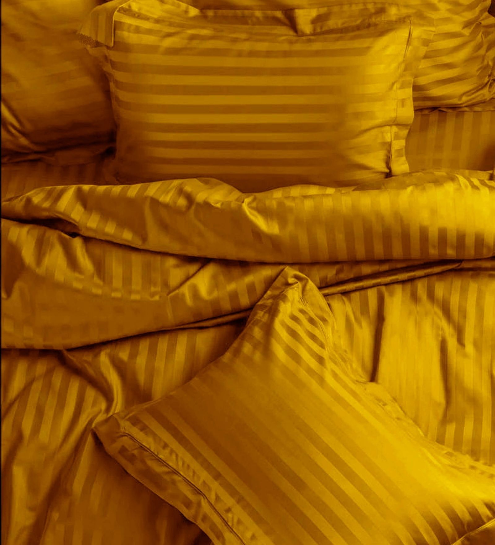 Yellow Cotton 210TC Striped Set of 2 Pillow Covers