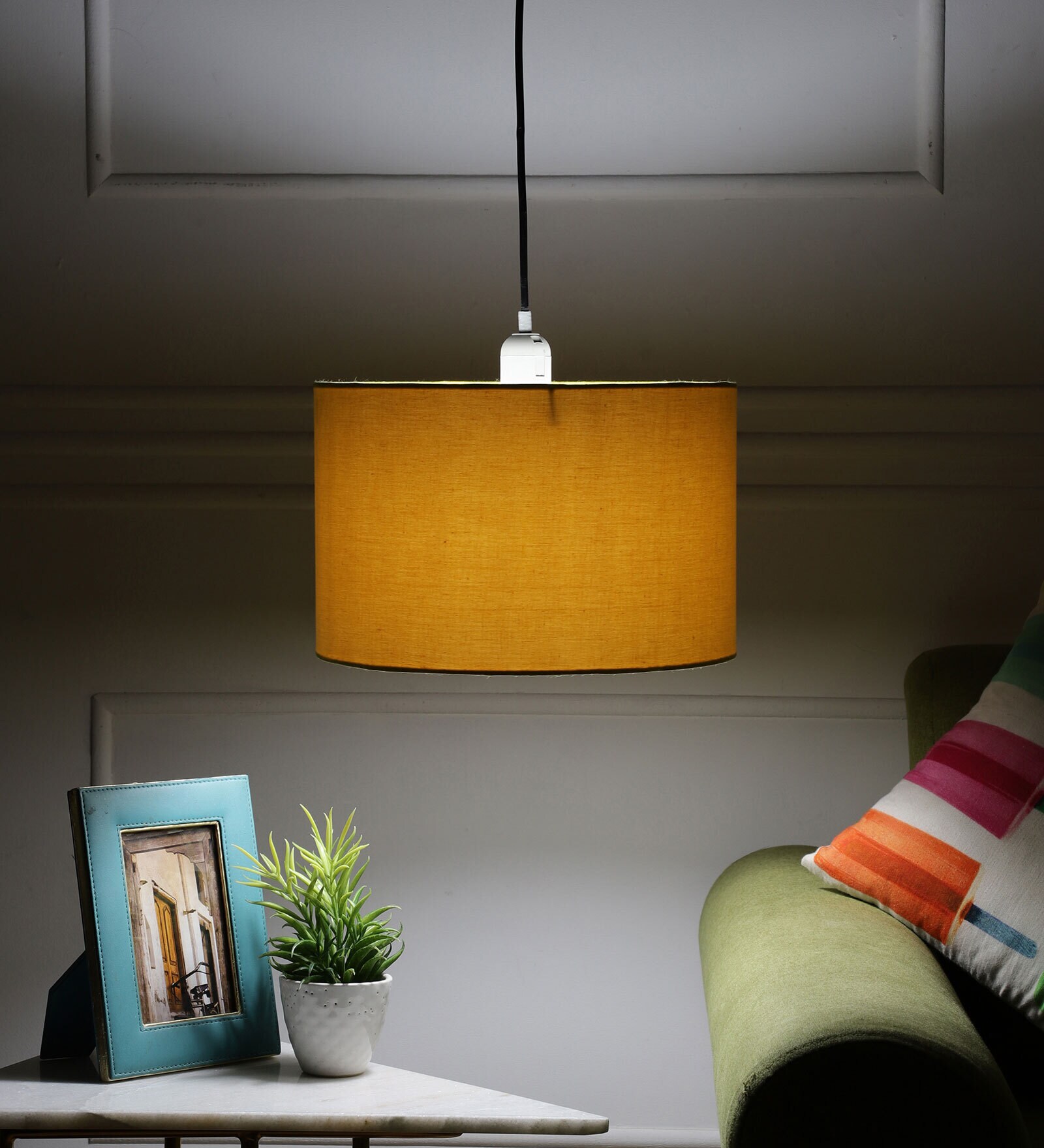 Adelia Yellow Cotton Hanging Light