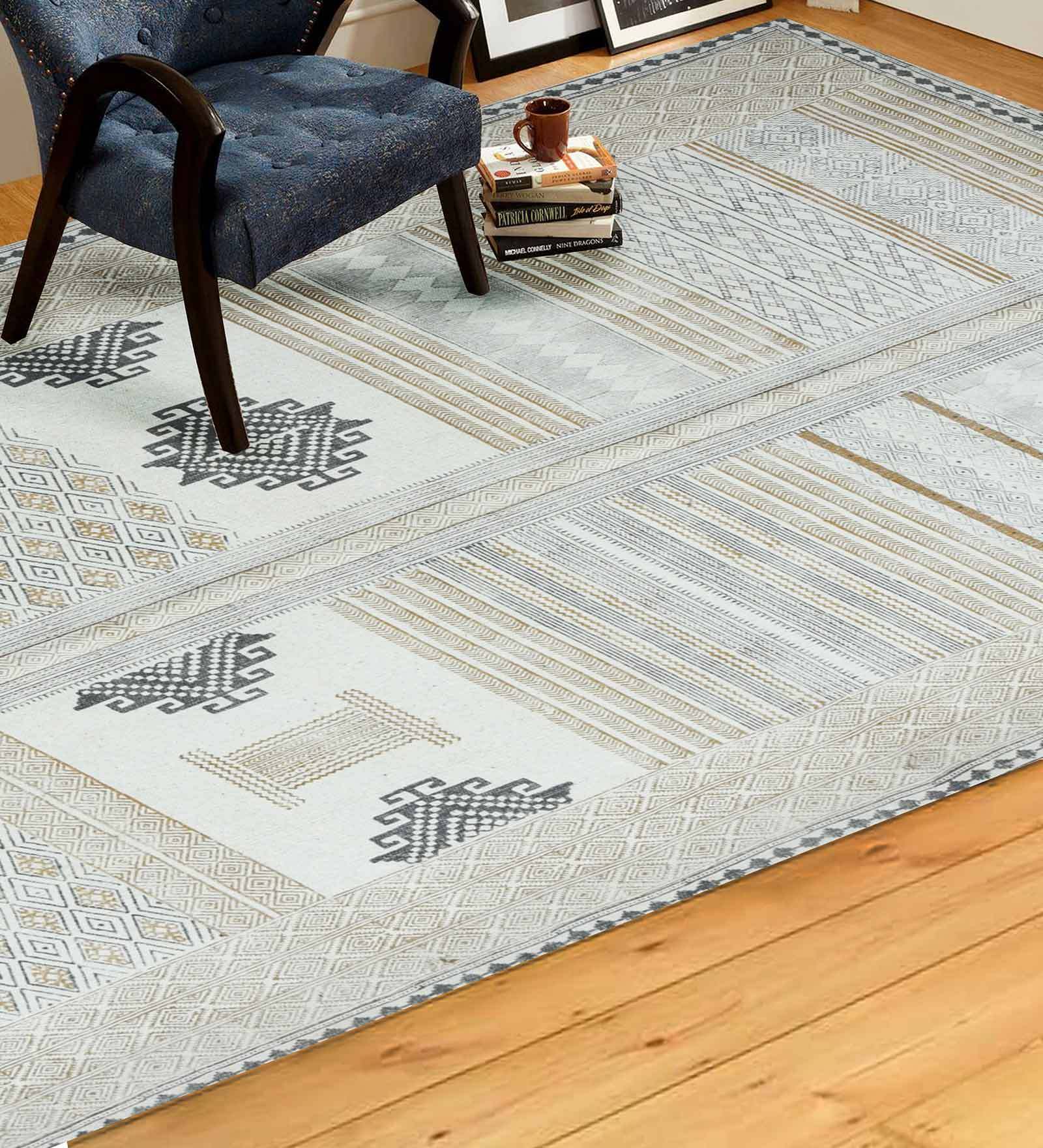 Yellow Cotton Hand Woven 3 X 8 Feet Dhurrie
