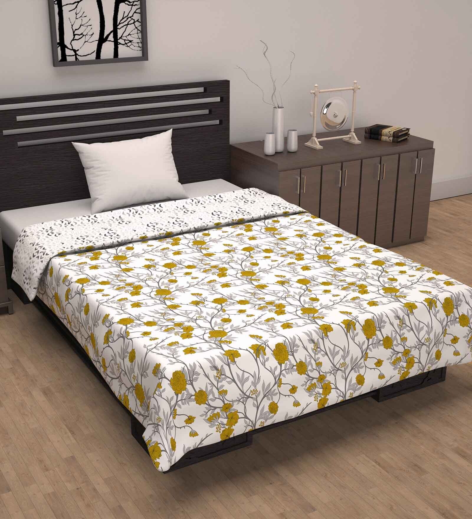 Yellow Cotton Patterned 120 GSM Single Bed Dohar