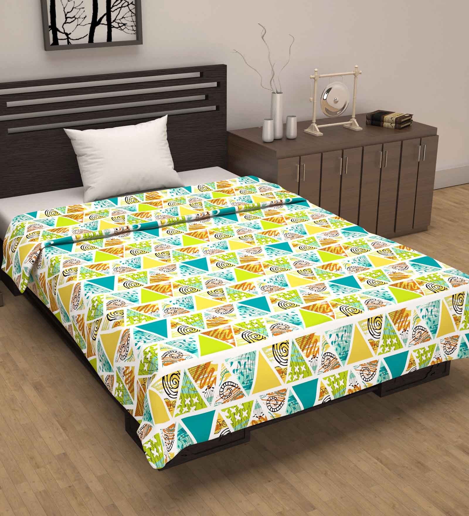 Yellow Cotton Patterned 120 GSM Single Bed Dohar