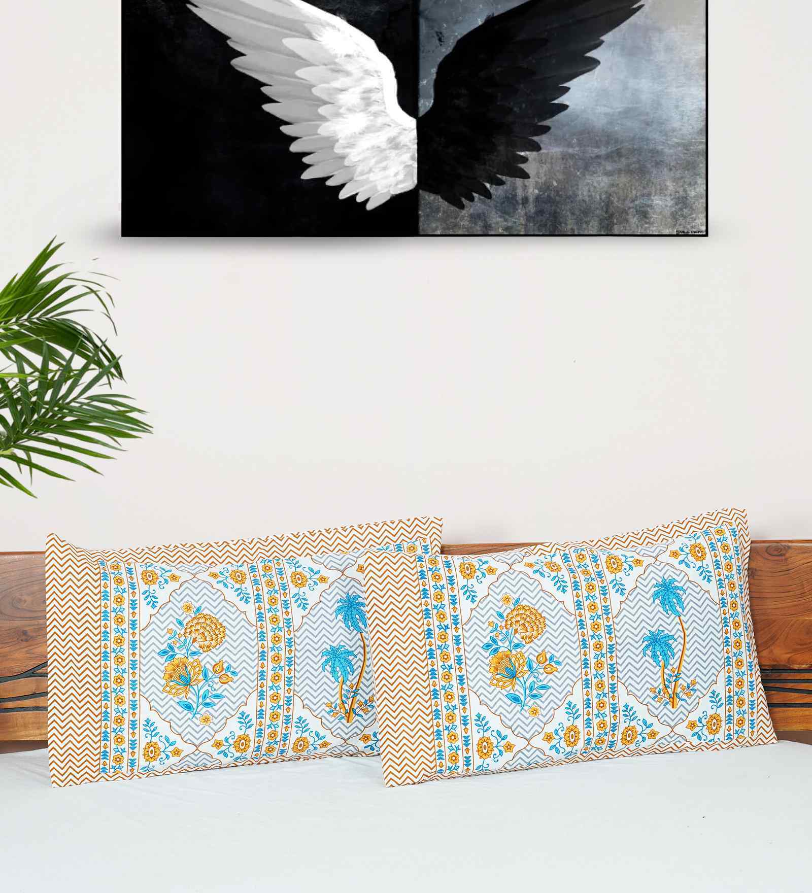 Yellow Cotton Premium Quality 210 TC (18*28 Inches) Pillow Covers Set