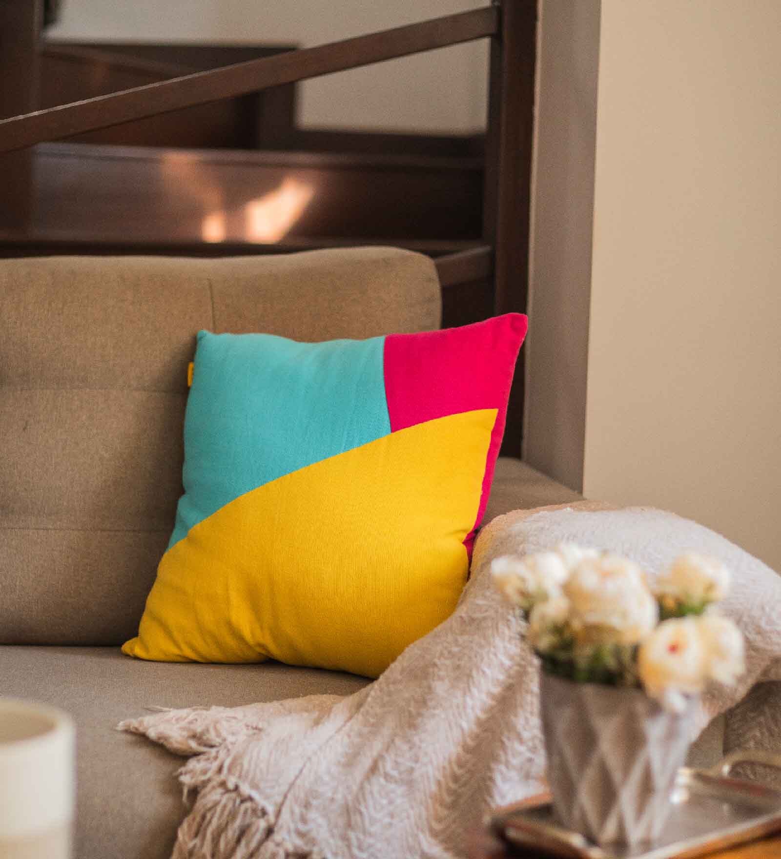 Multicolor - Handcrafted Cotton Patchwork Cushion Cover 16