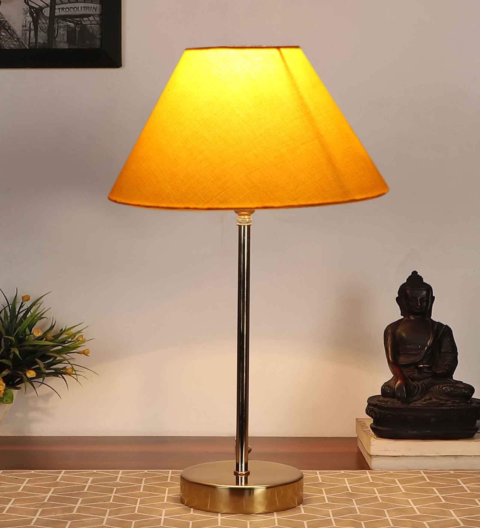 Buy Yellow Cotton with Metal Gold Table Lamp at 60 OFF by New Era