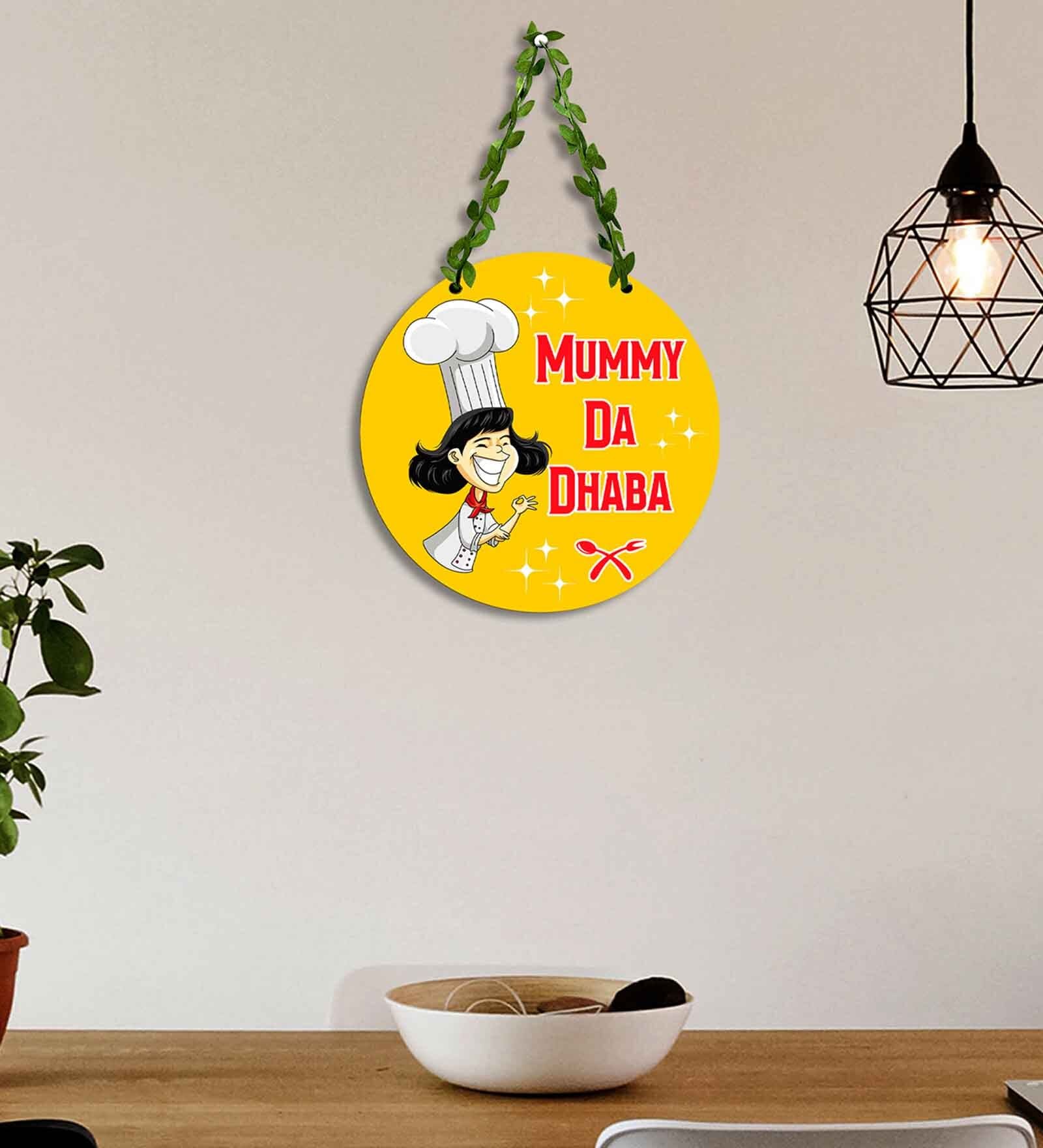 Yellow Engineered Wood Wall Hanging