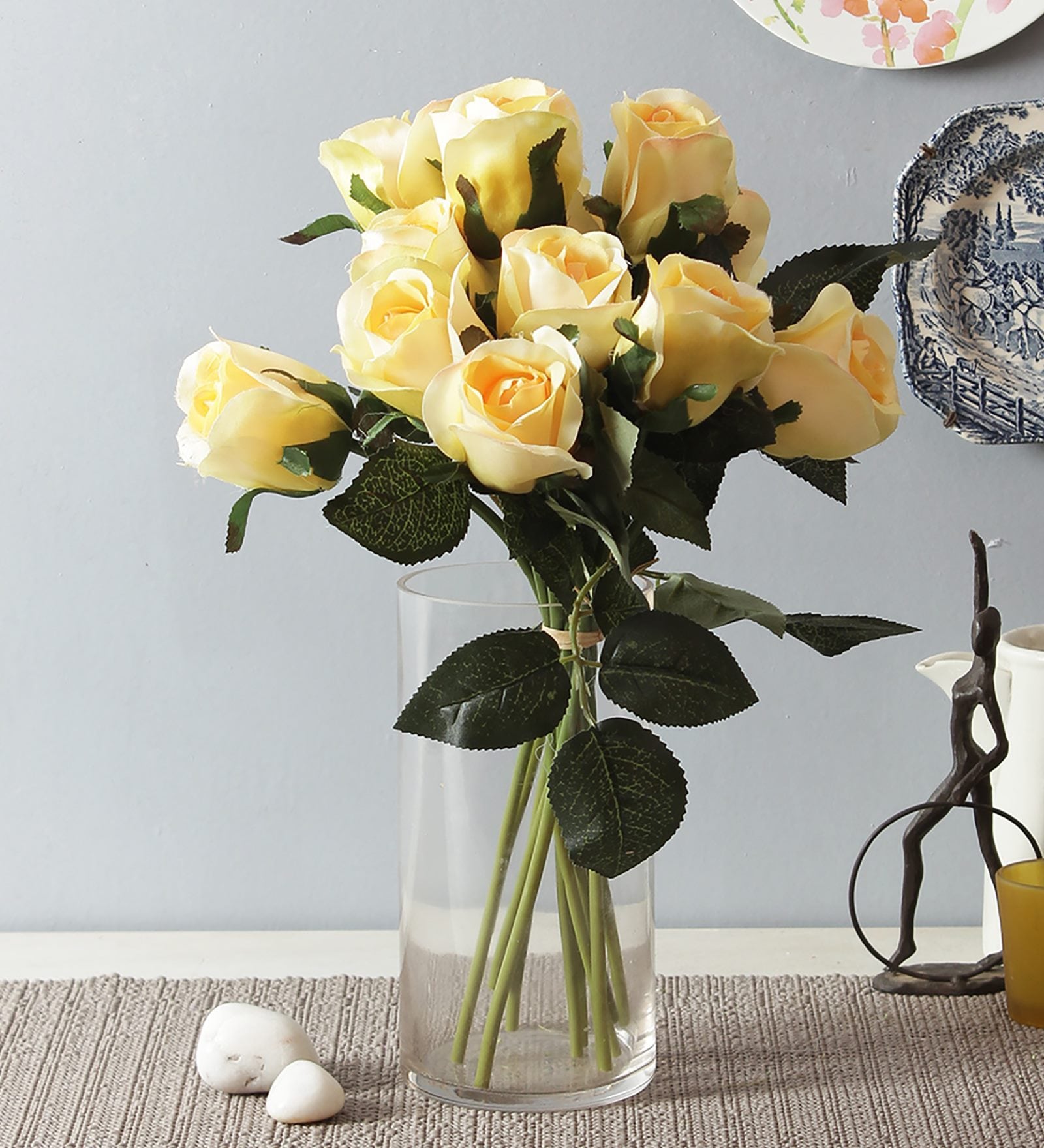 Buy Yellow Fabric Artificial Rose Flower Bunches by Fourwalls at 57% ...