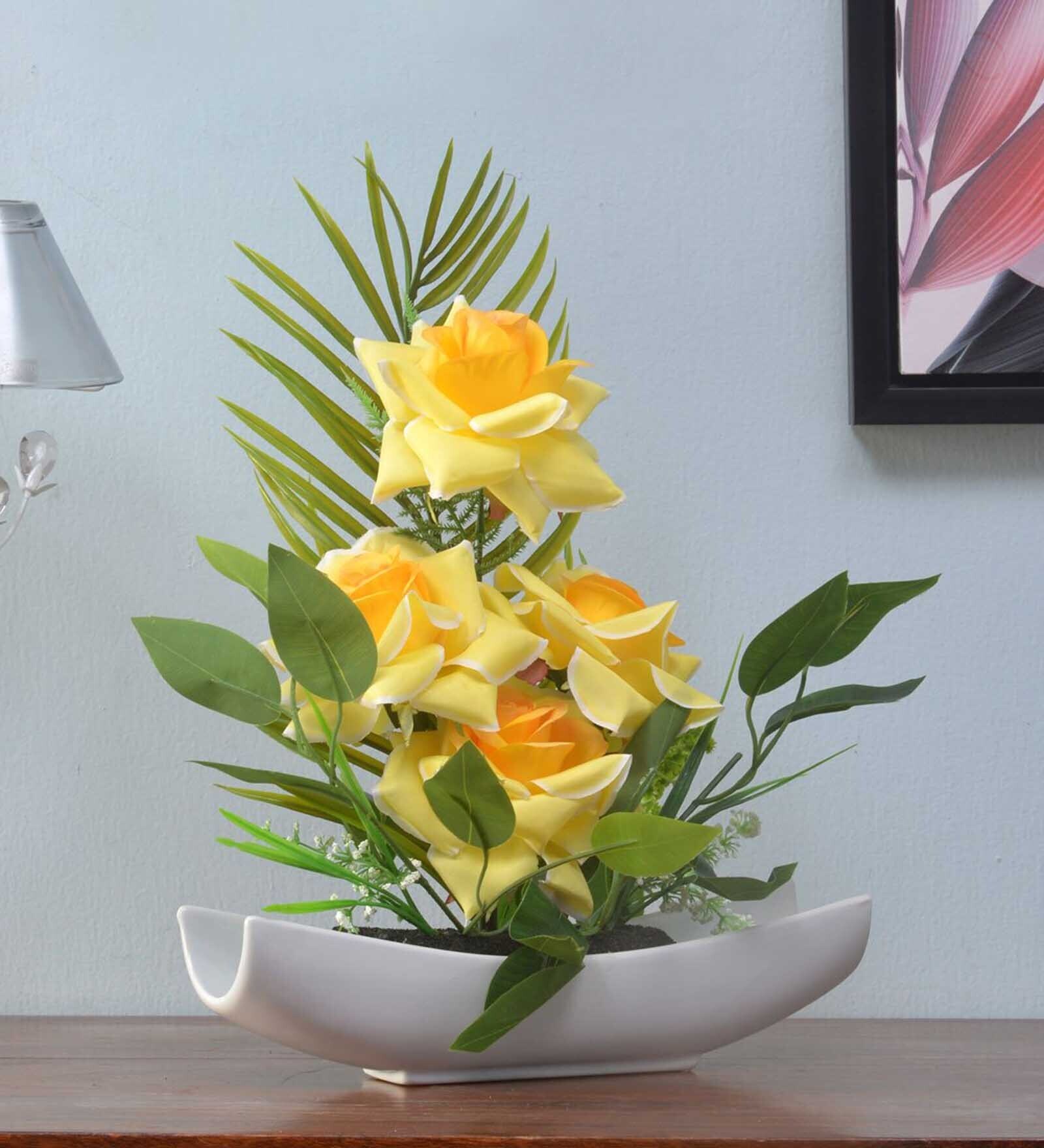 Buy Yellow Fabric Rose Flower Artificial Flowers at 30 OFF by home