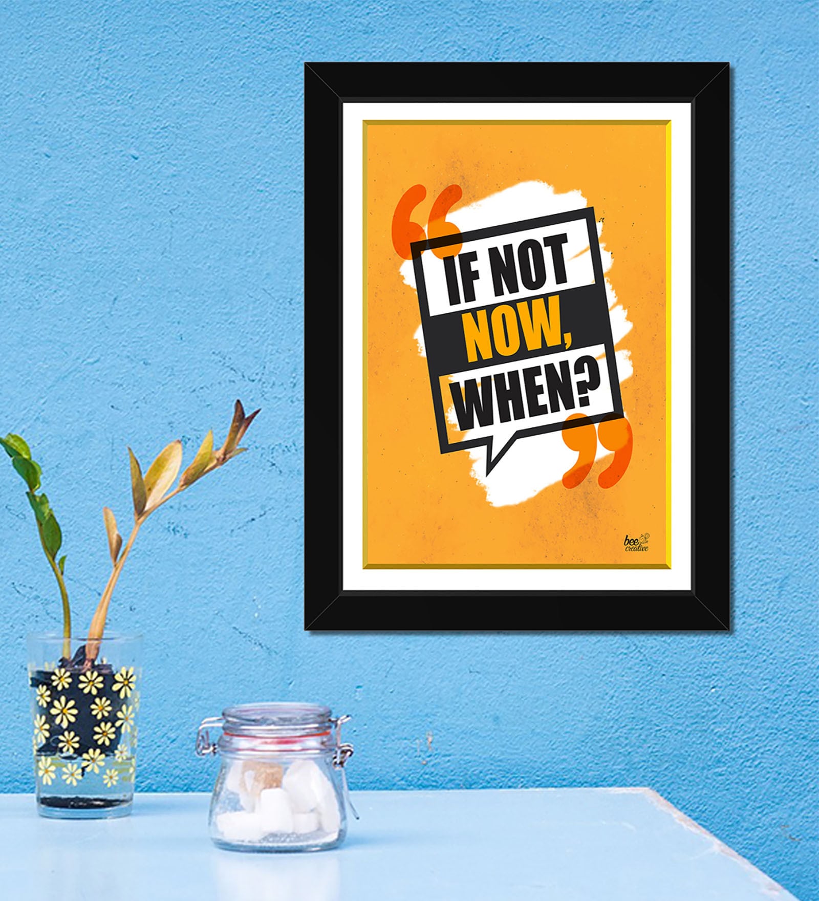 Buy Yellow Fibre Motivational Quote Black Frame Slogan Poster by Bee