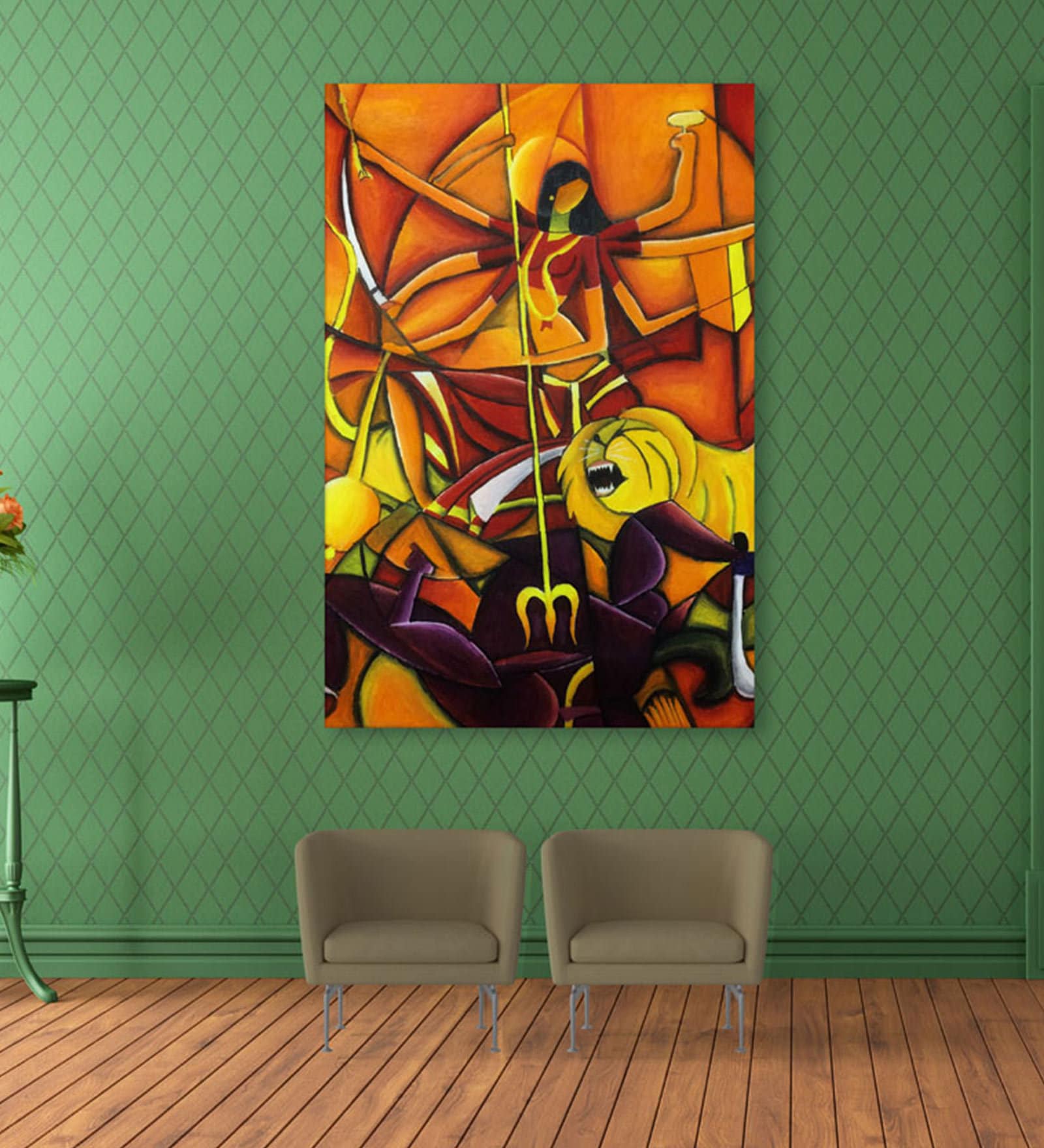 Abstract In Yellow Canvas Framed Art Print (33 x 21 Inches)