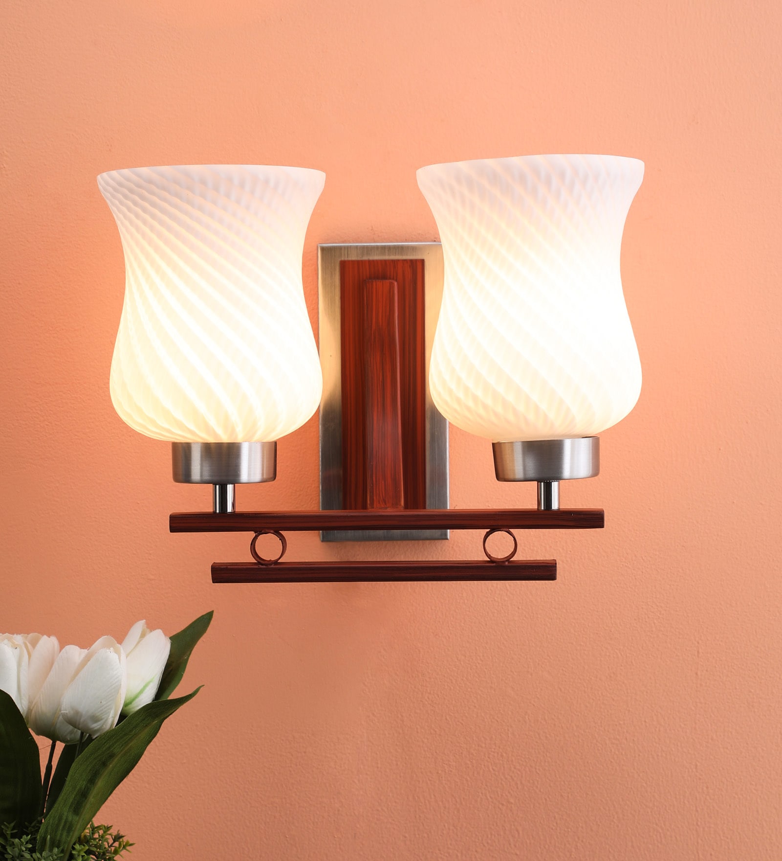 Brown & Silver Glass Wall Sconces