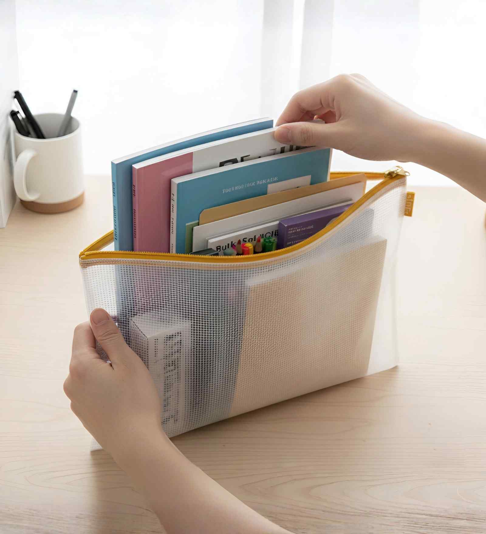 Yellow Grande ZiPolypropyleneer Pouch Multipurpose Organizer