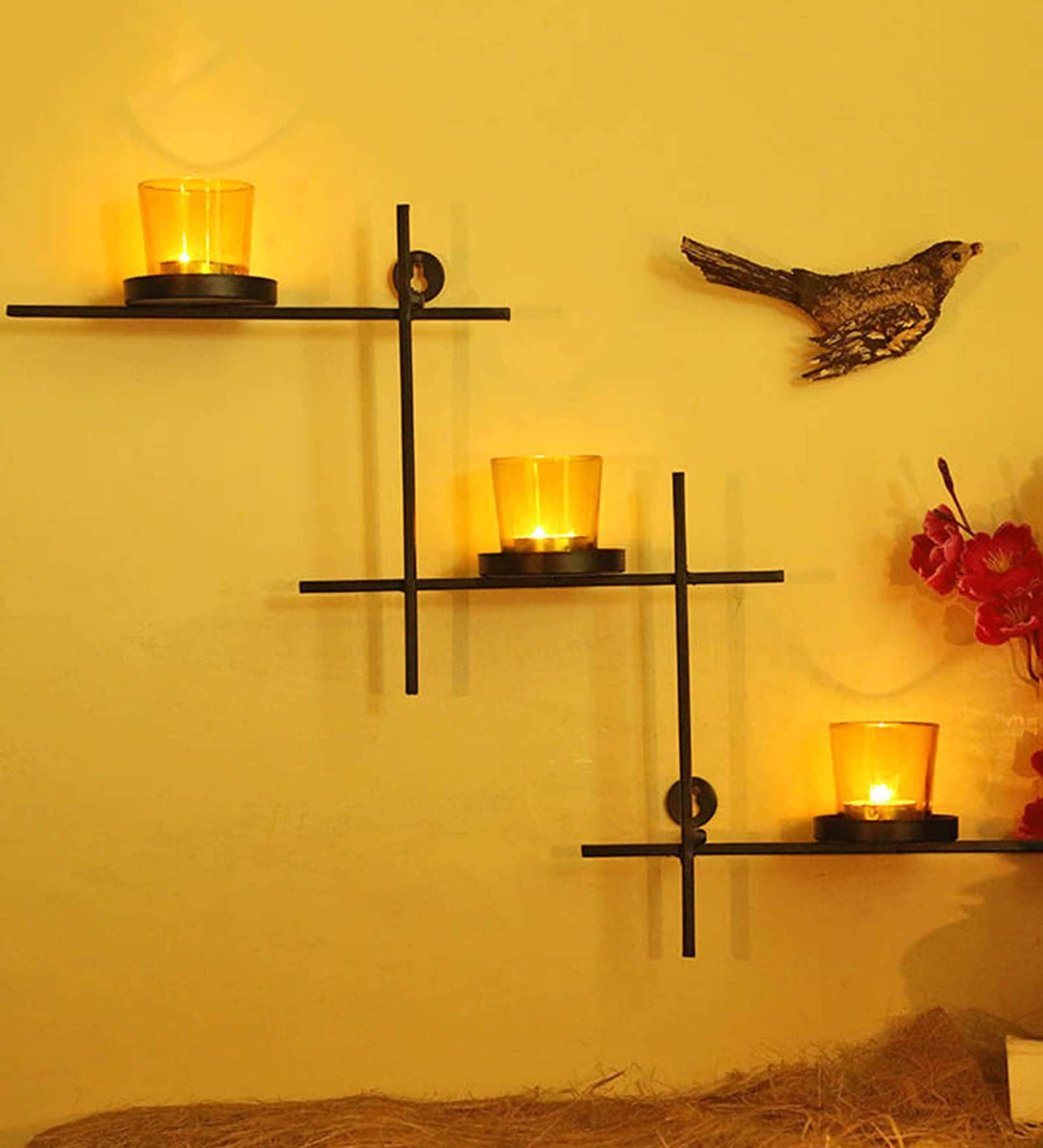 Buy Black Metal Felicity Wall Candle Holder at 50 OFF by Homesake
