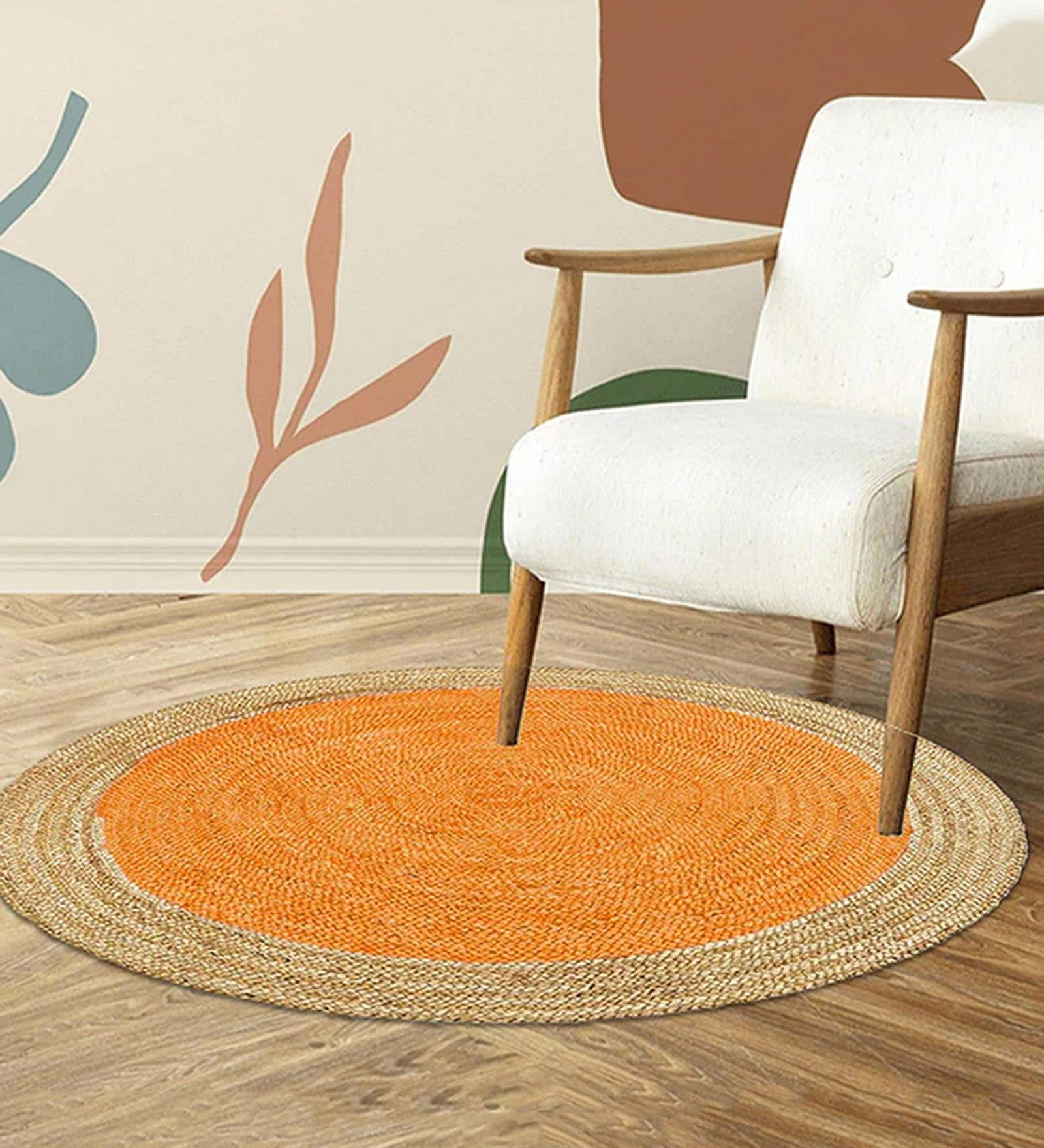Yellow Jute 2 Feet Round Carpet