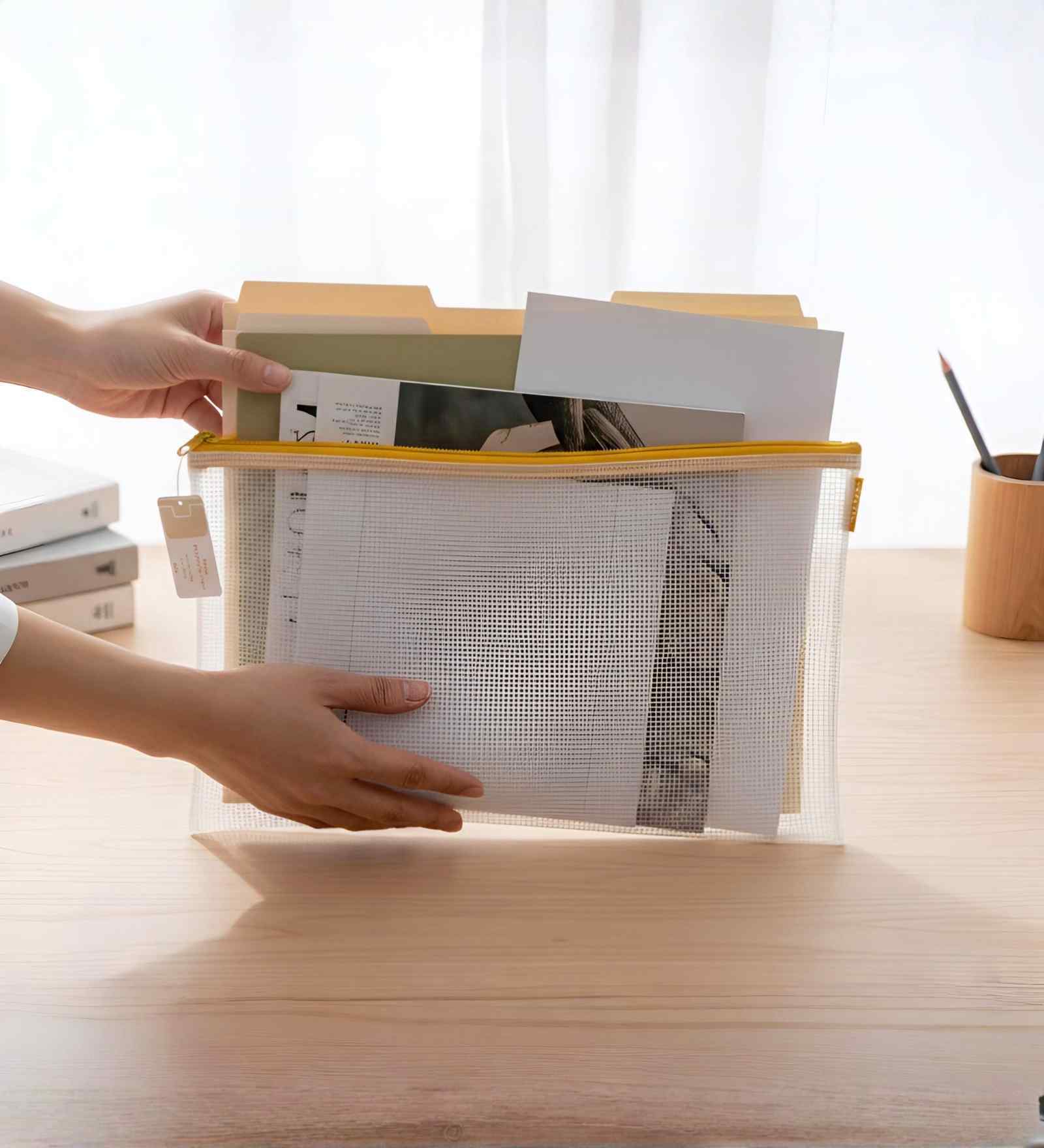 Yellow Legal Size ZiPolypropyleneer Pouch Document Organizer