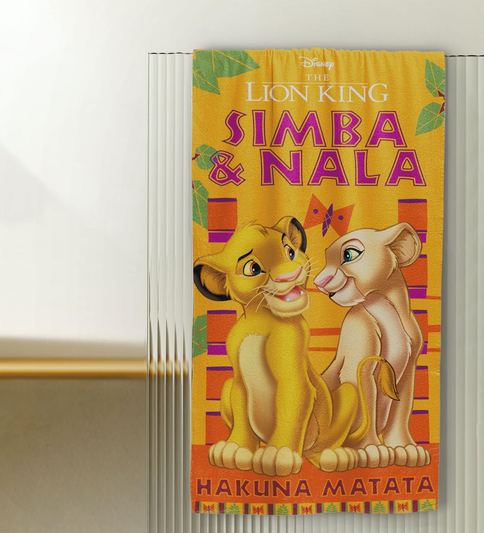 Yellow Lion King Cotton 47 x 24 Inch Kids Towel 1 Pc