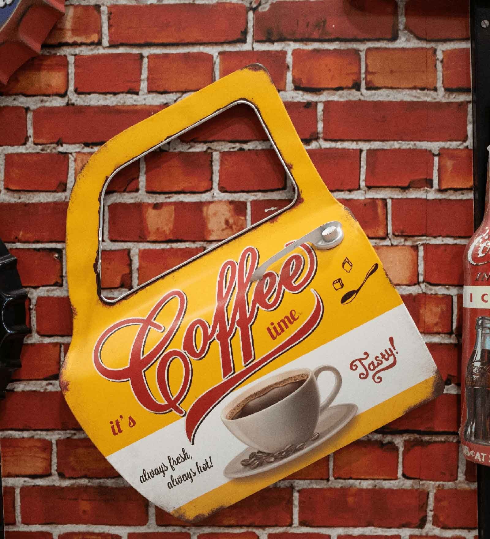 Yellow Metal Coffee Wall Decor