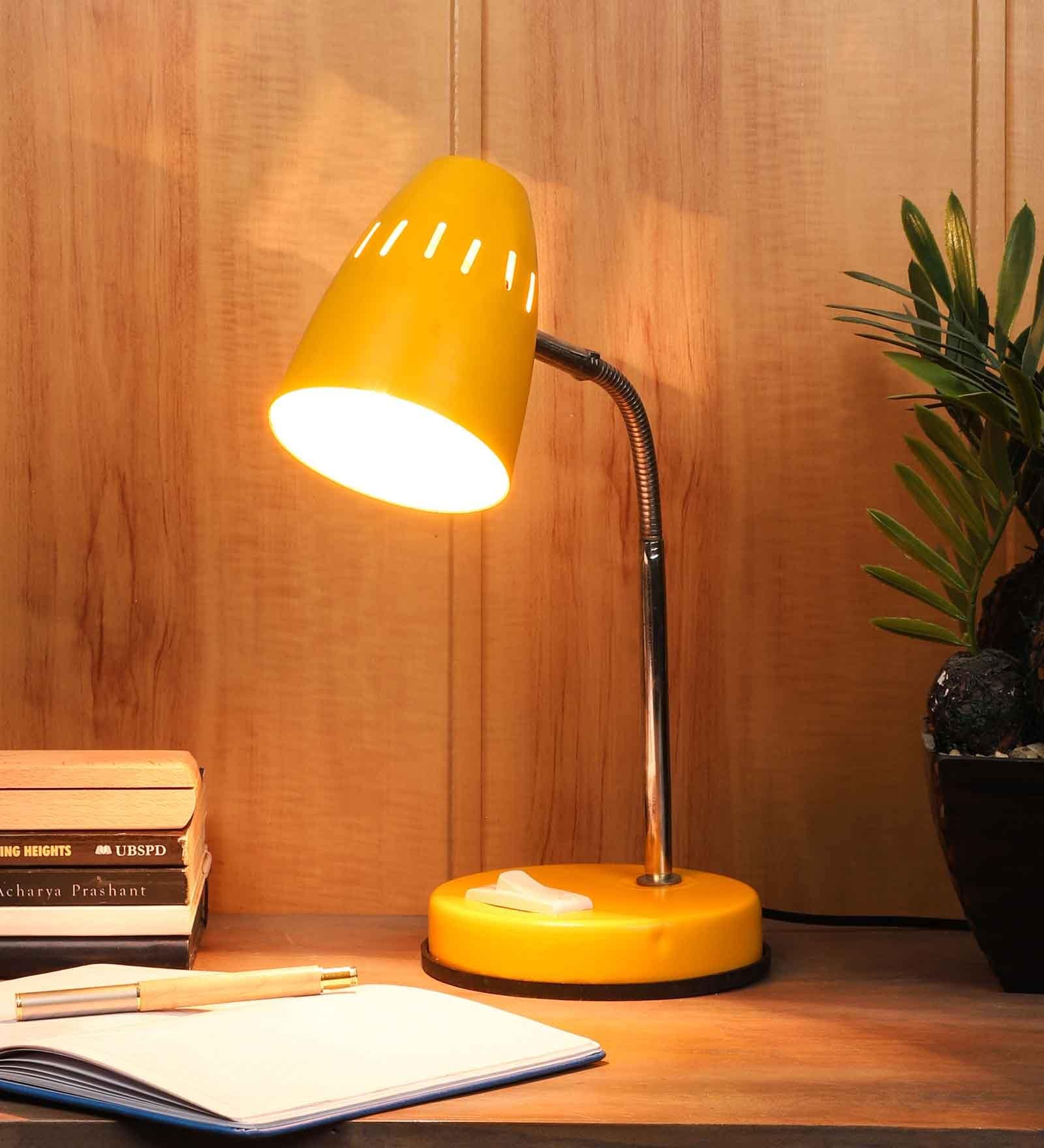 Inky Yellow Metal Shade Kids Lamp