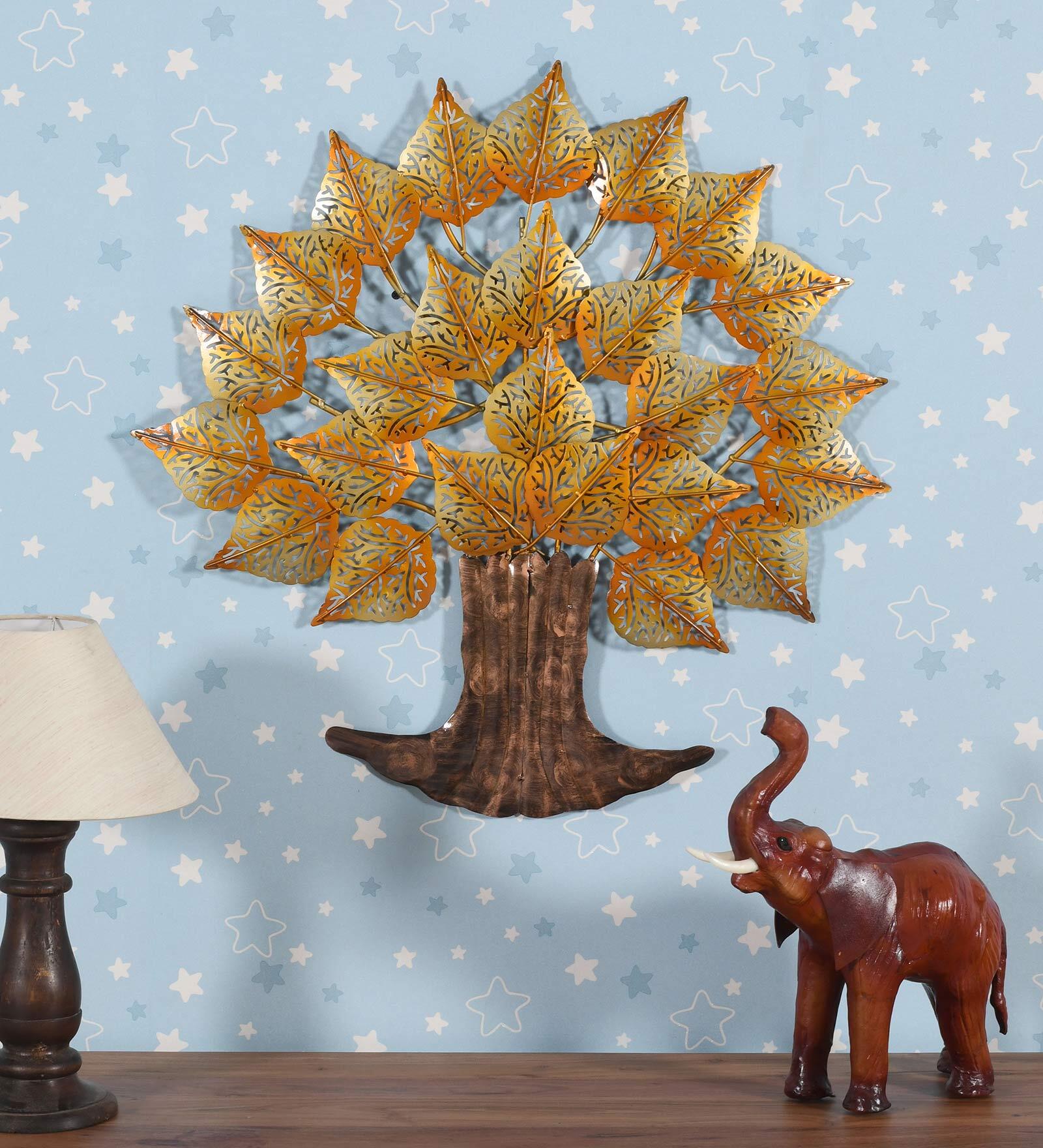 Yellow Metal Yellow Wall Hanging Tree Yellow Metal Yellow Wall Hanging Tree