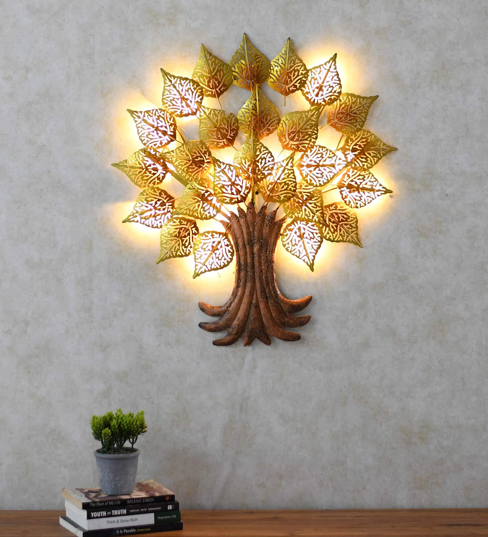 Buy Yellow Metal Yellow Wall Hanging Tree With Led at 39 OFF by Craft Tree Pepperfry