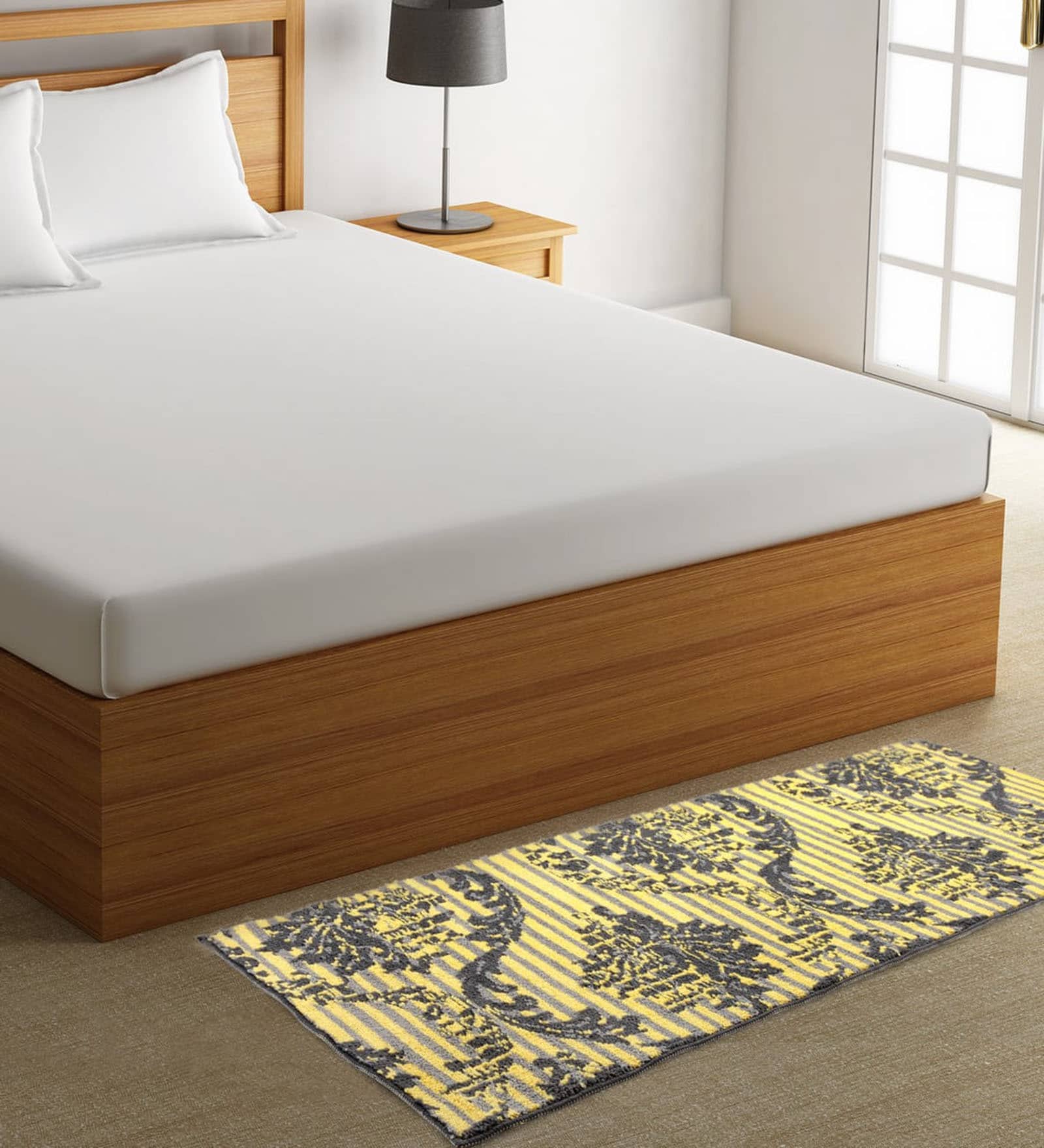 Yellow Microfiber 55 x 22 Inches Machine Made Floor Runner