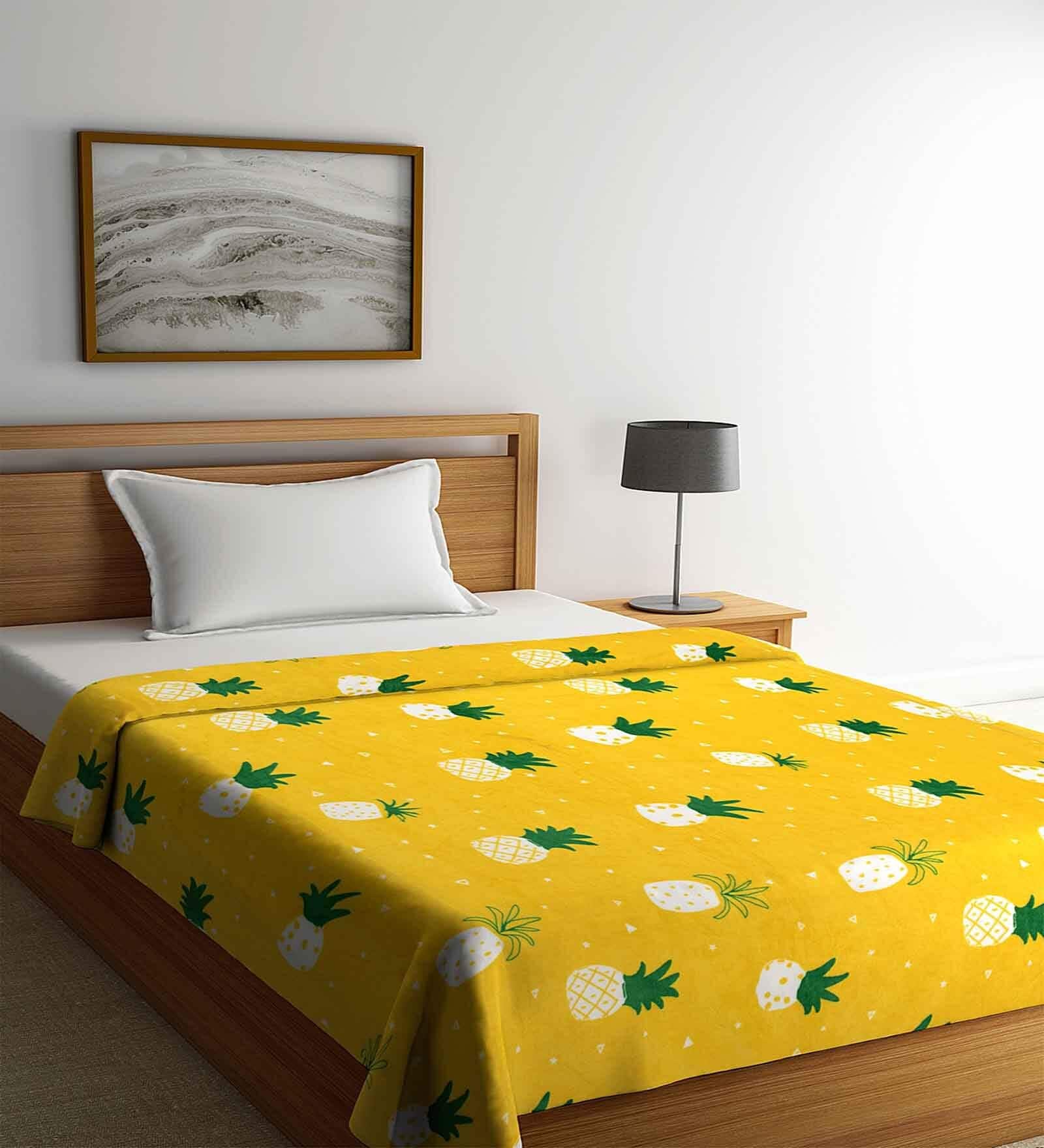 Yellow Microfiber Abstract 250 GSM Double Blanket