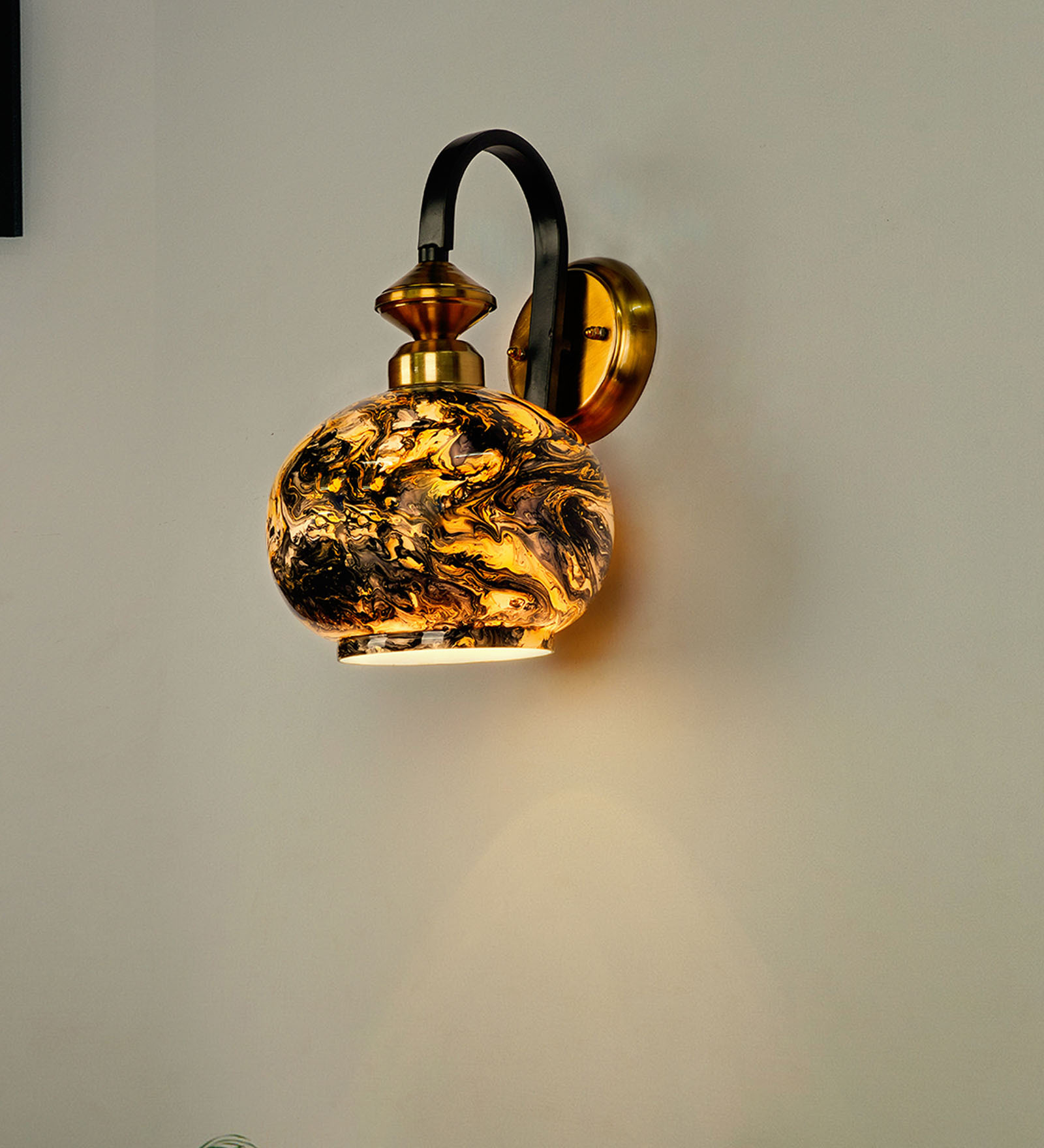 Zeynep Yellow Mild Steel and Glass Wall Sconces