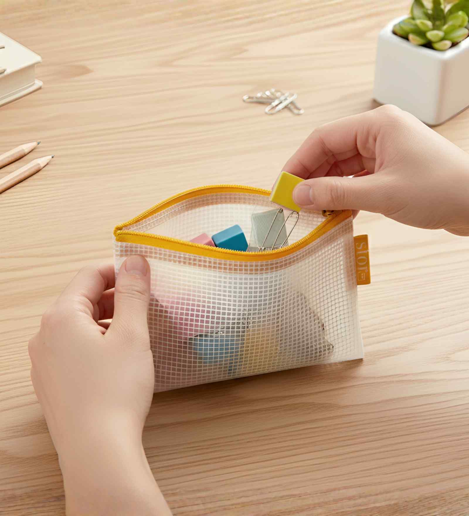 Yellow Mini ZiPolypropyleneer Pouch Multipurpose Utility Organizer